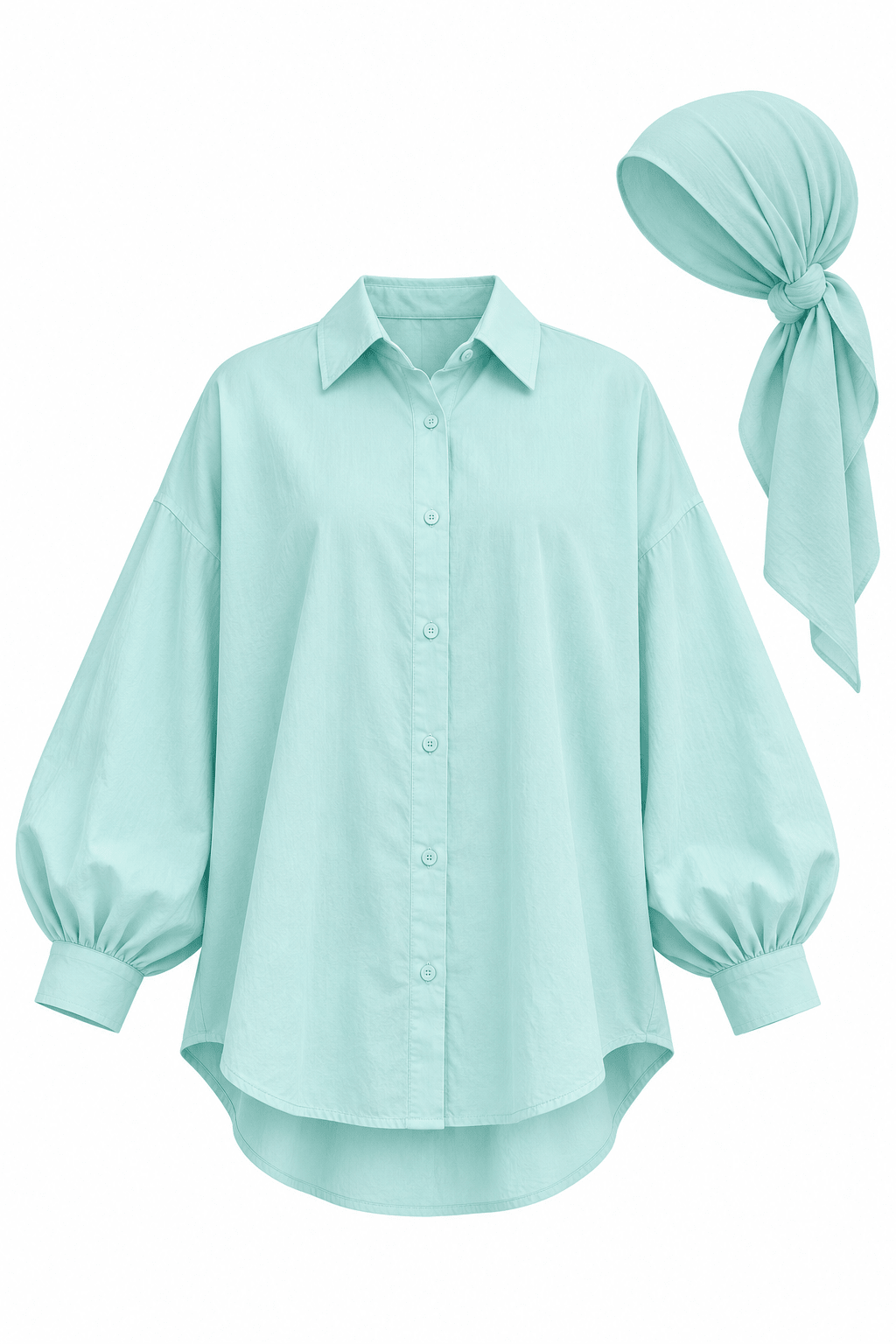 Ensemble Awa Turquoise (Chemise + Hijab) - TAHIRA