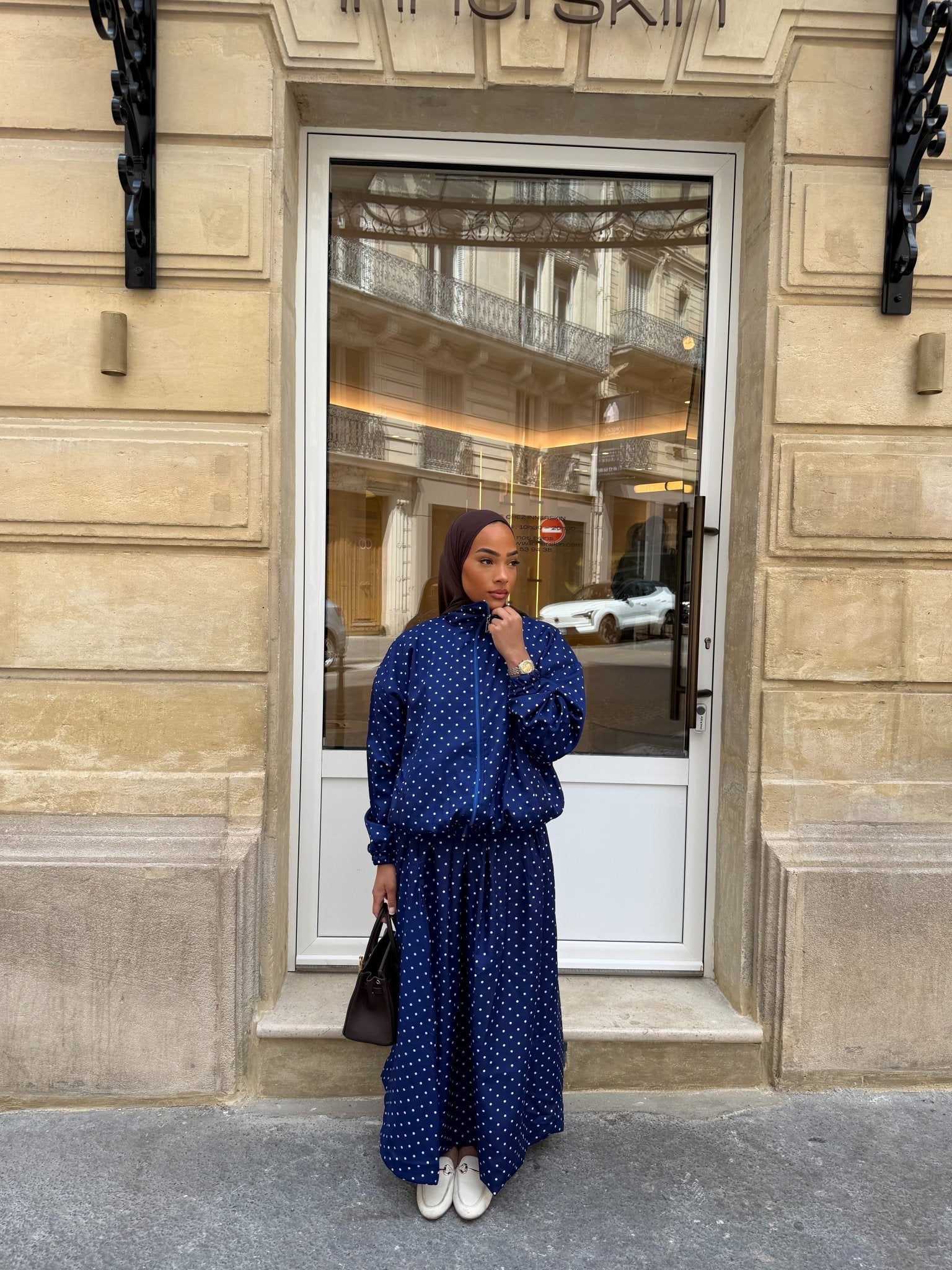 Ensemble Bianca Bleu marine (Pois blancs) - TAHIRA