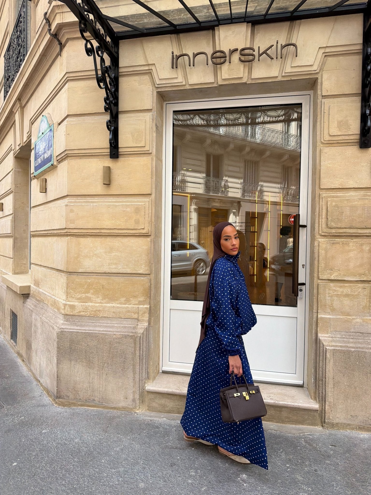 Ensemble Bianca Bleu marine (Pois blancs) - TAHIRA