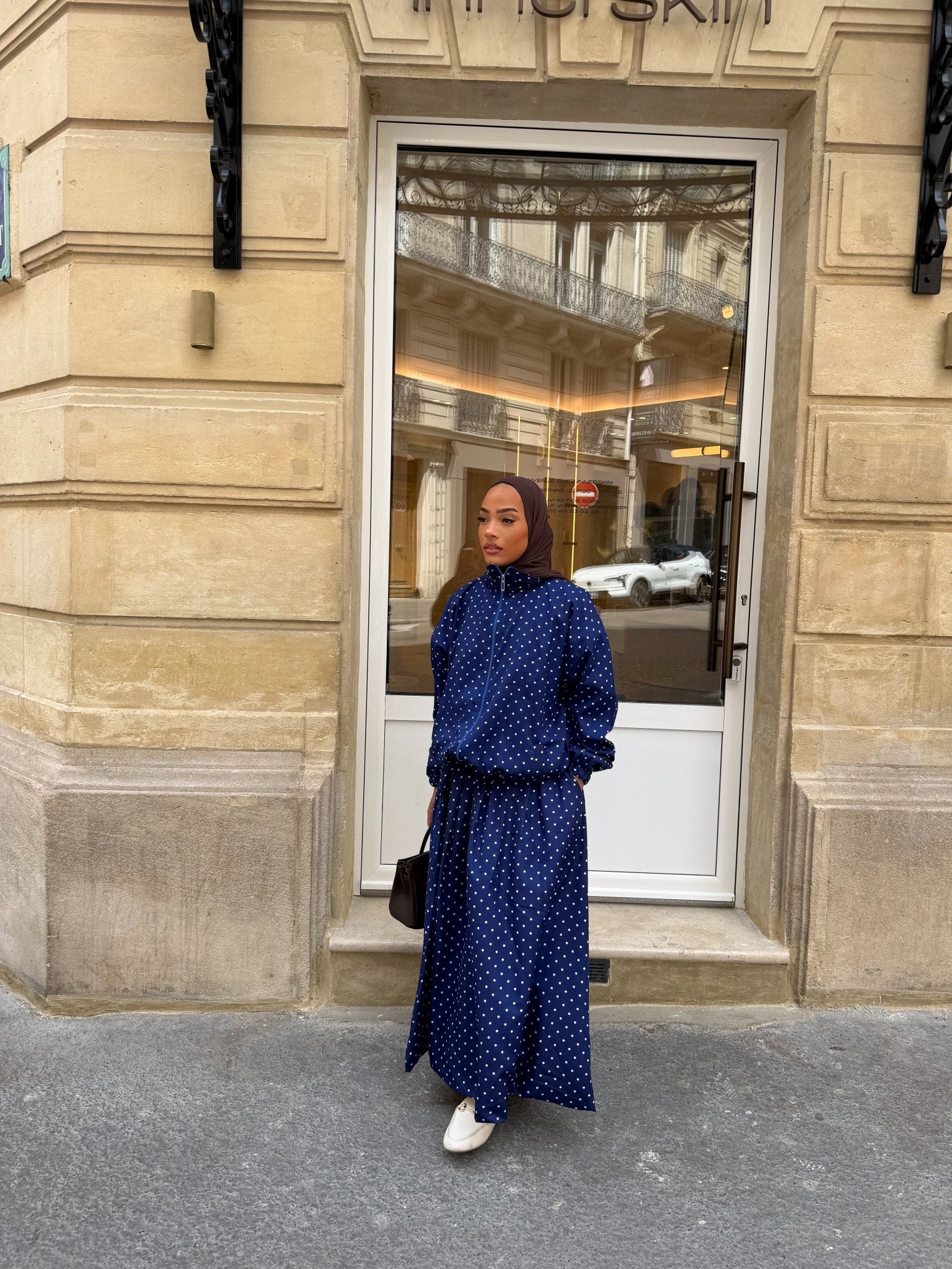 Ensemble Bianca Bleu marine (Pois blancs) - TAHIRA