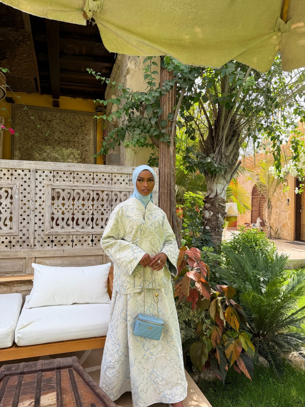 Ensemble Brocart Almeria Bleu ciel - TAHIRA
