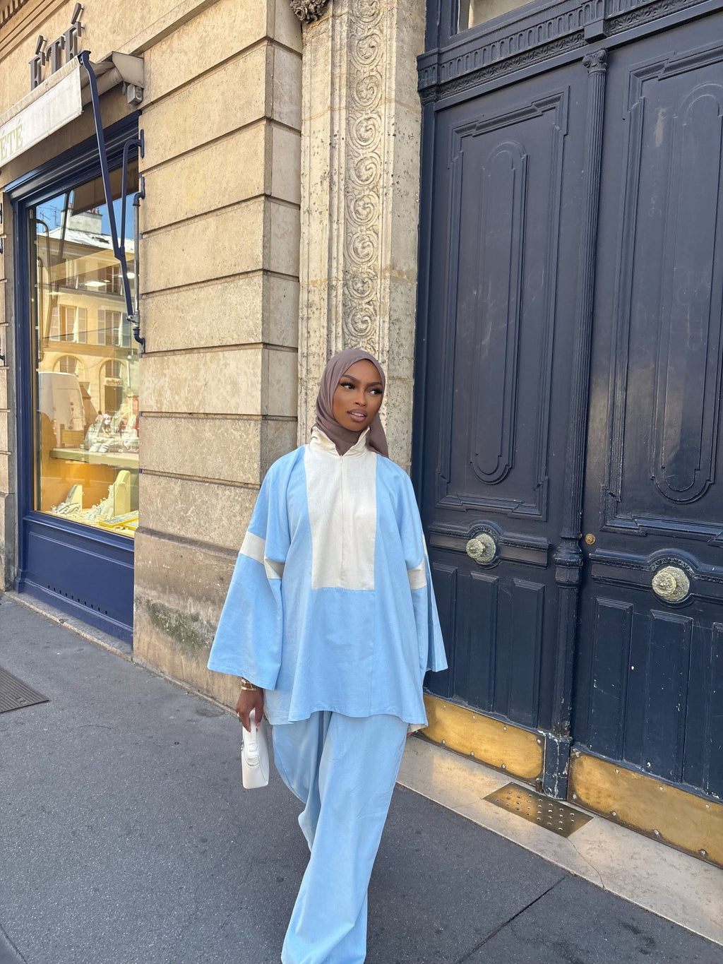 Ensemble Hayat - Bleu ciel/Beige - TAHIRA