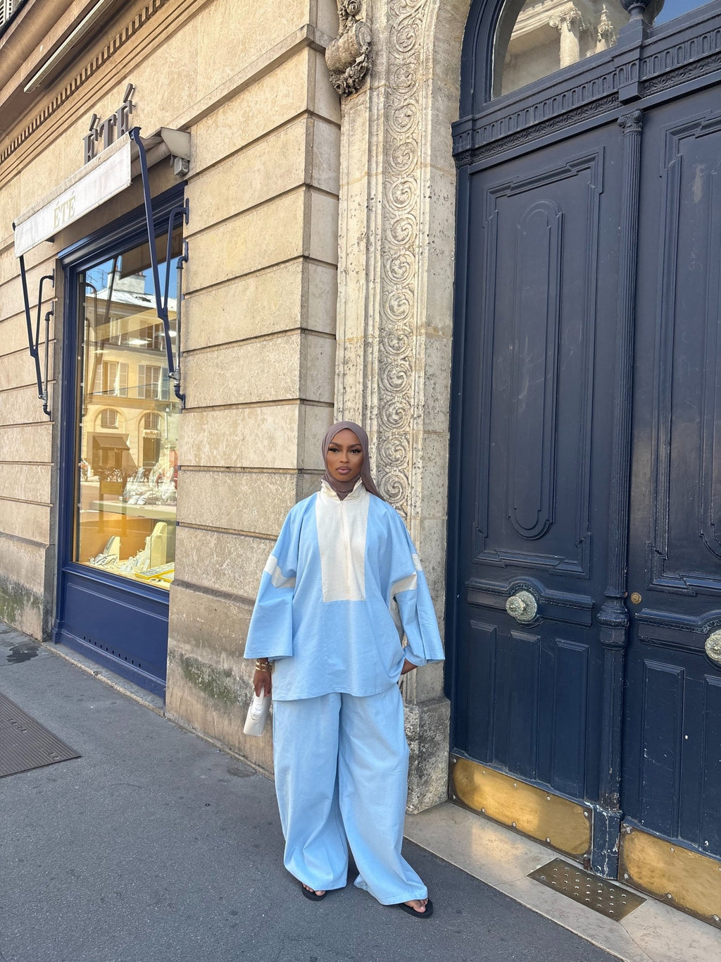 Ensemble Hayat - Bleu ciel/Beige - TAHIRA