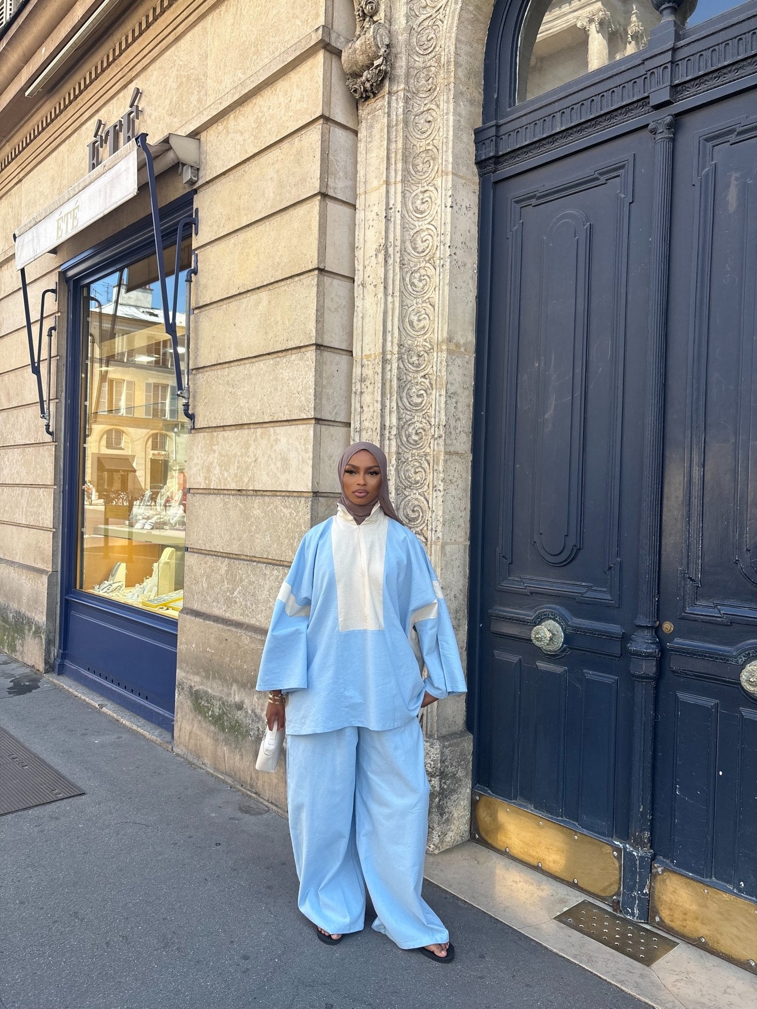 Ensemble Hayat - Bleu ciel/Beige - TAHIRA
