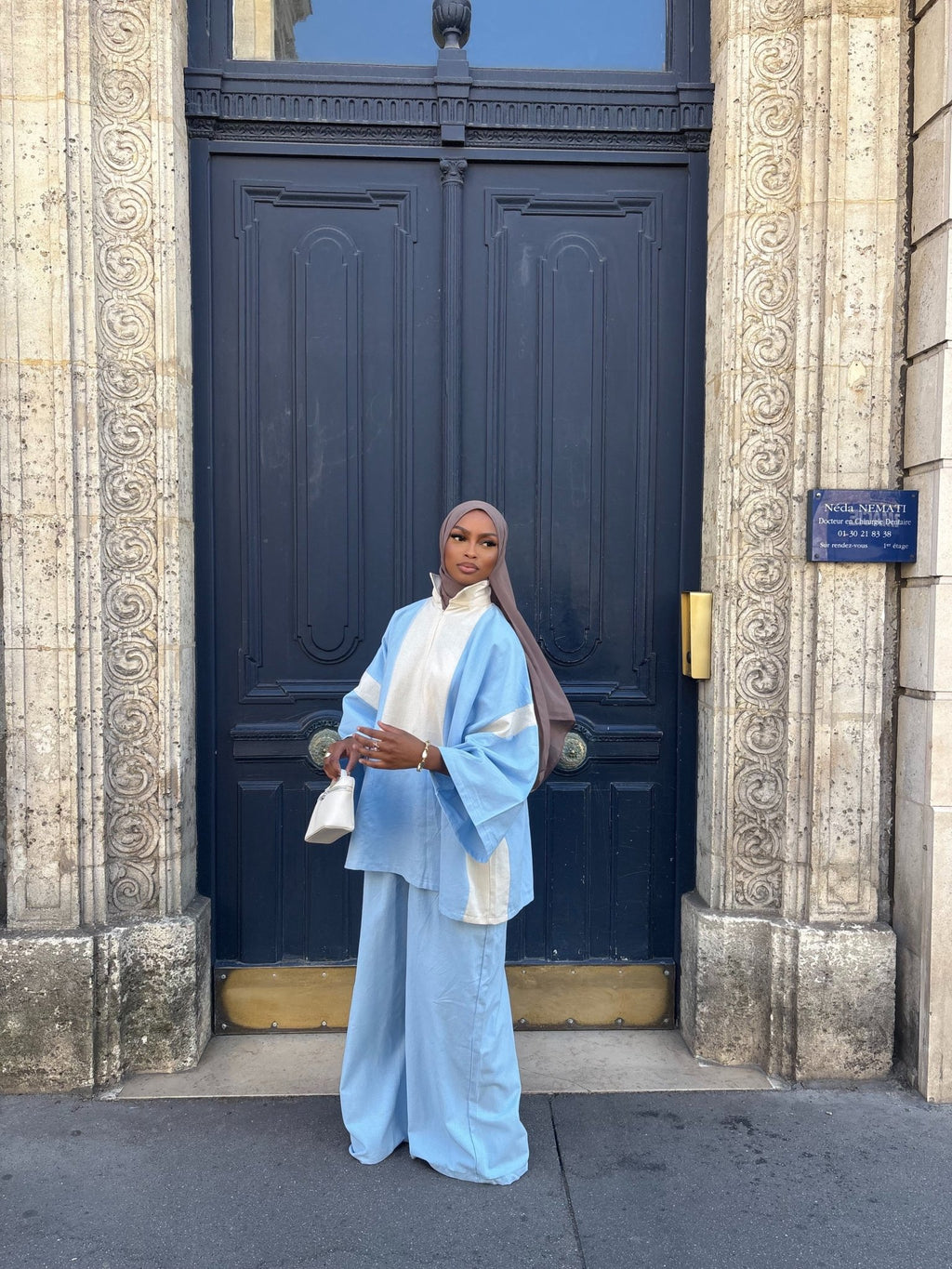 Ensemble Hayat - Bleu ciel/Beige - TAHIRA