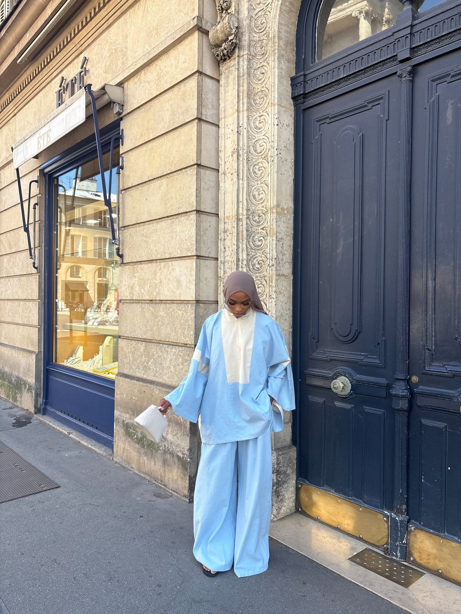 Ensemble Hayat - Bleu ciel/Beige - TAHIRA