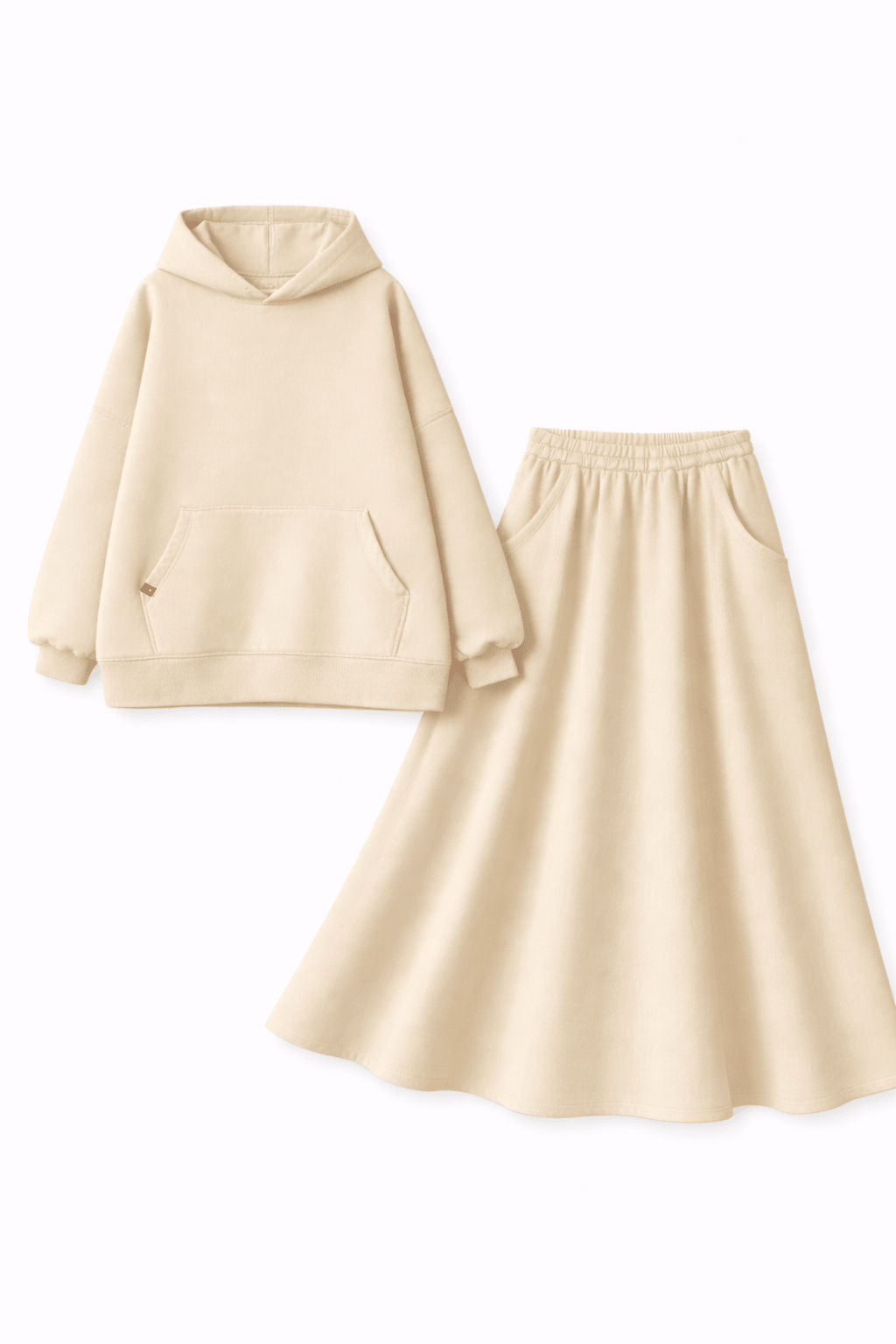 Ensemble Hoodie Heavy Beige ( Jupe ou Pantalon ) - TAHIRA