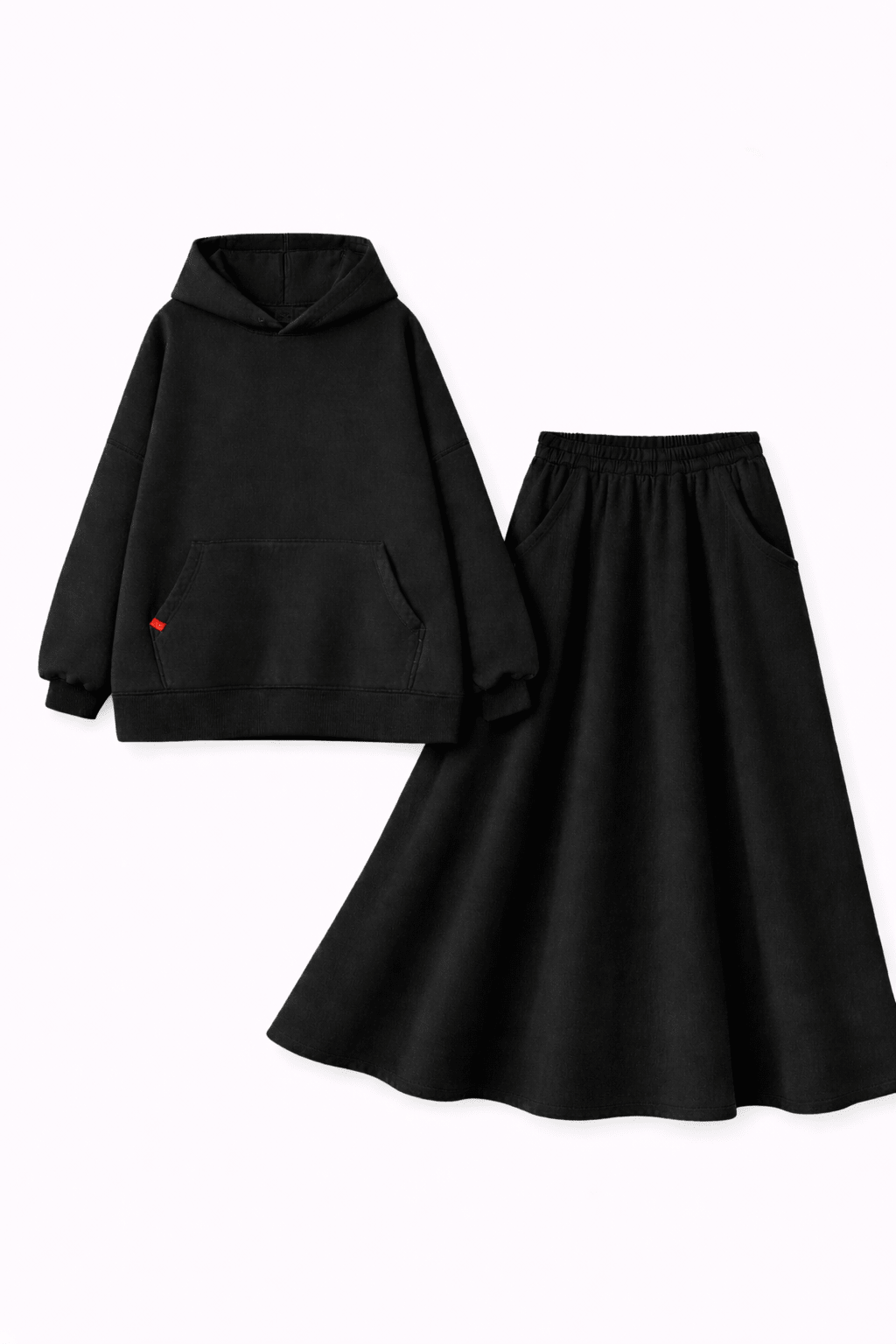 Ensemble Hoodie Heavy Noir ( Jupe ou Pantalon ) - TAHIRA