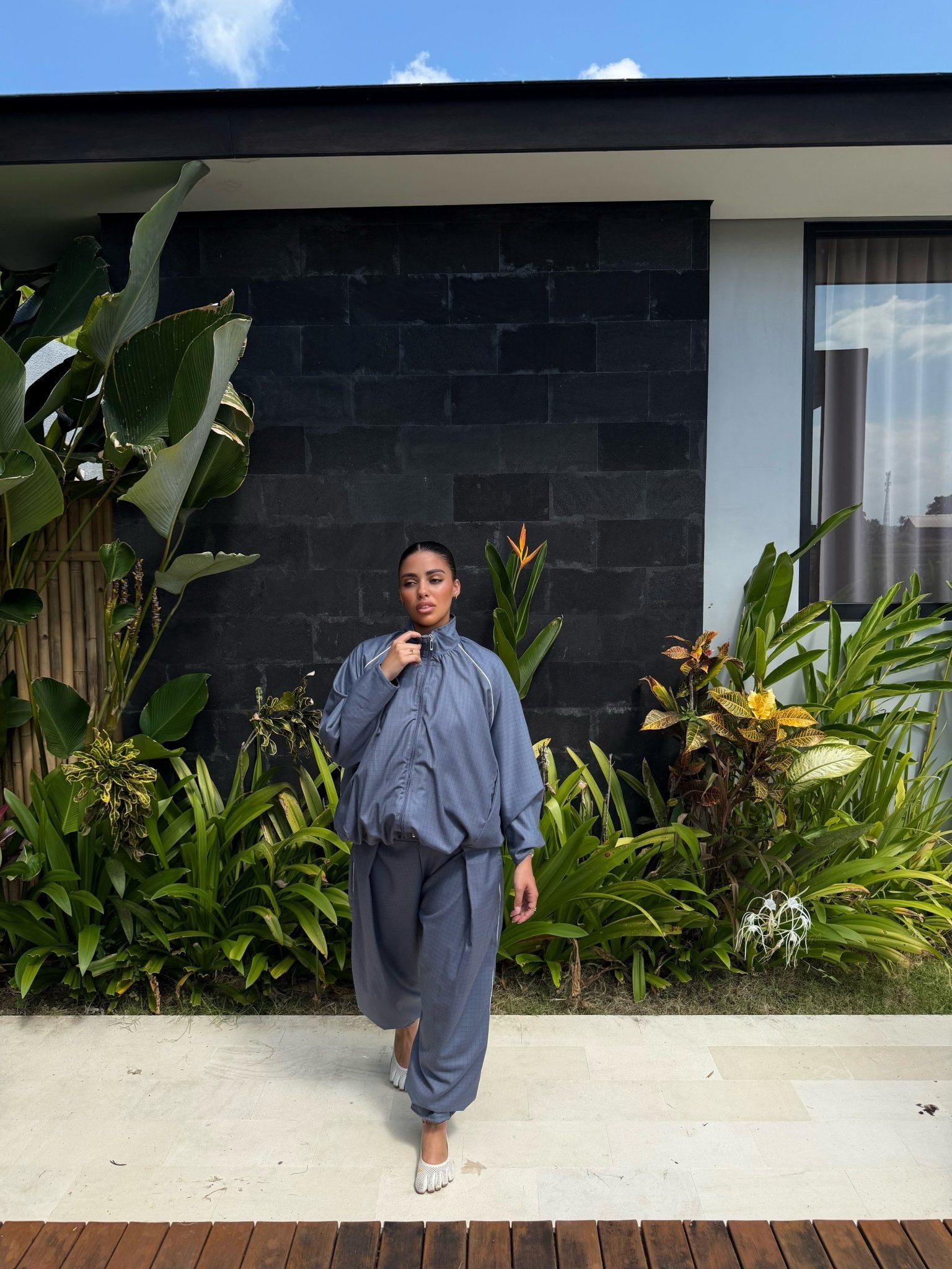 Ensemble Jogging Imen Bleu grisé - TAHIRA