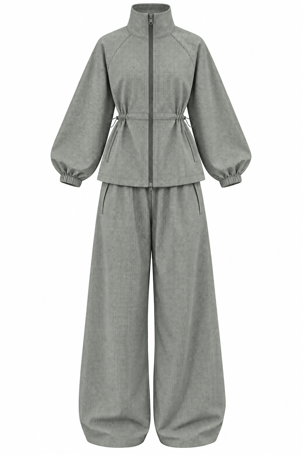 Ensemble Nadia - Kaki foncé-Blanc (Pied-de-Poule) - TAHIRA