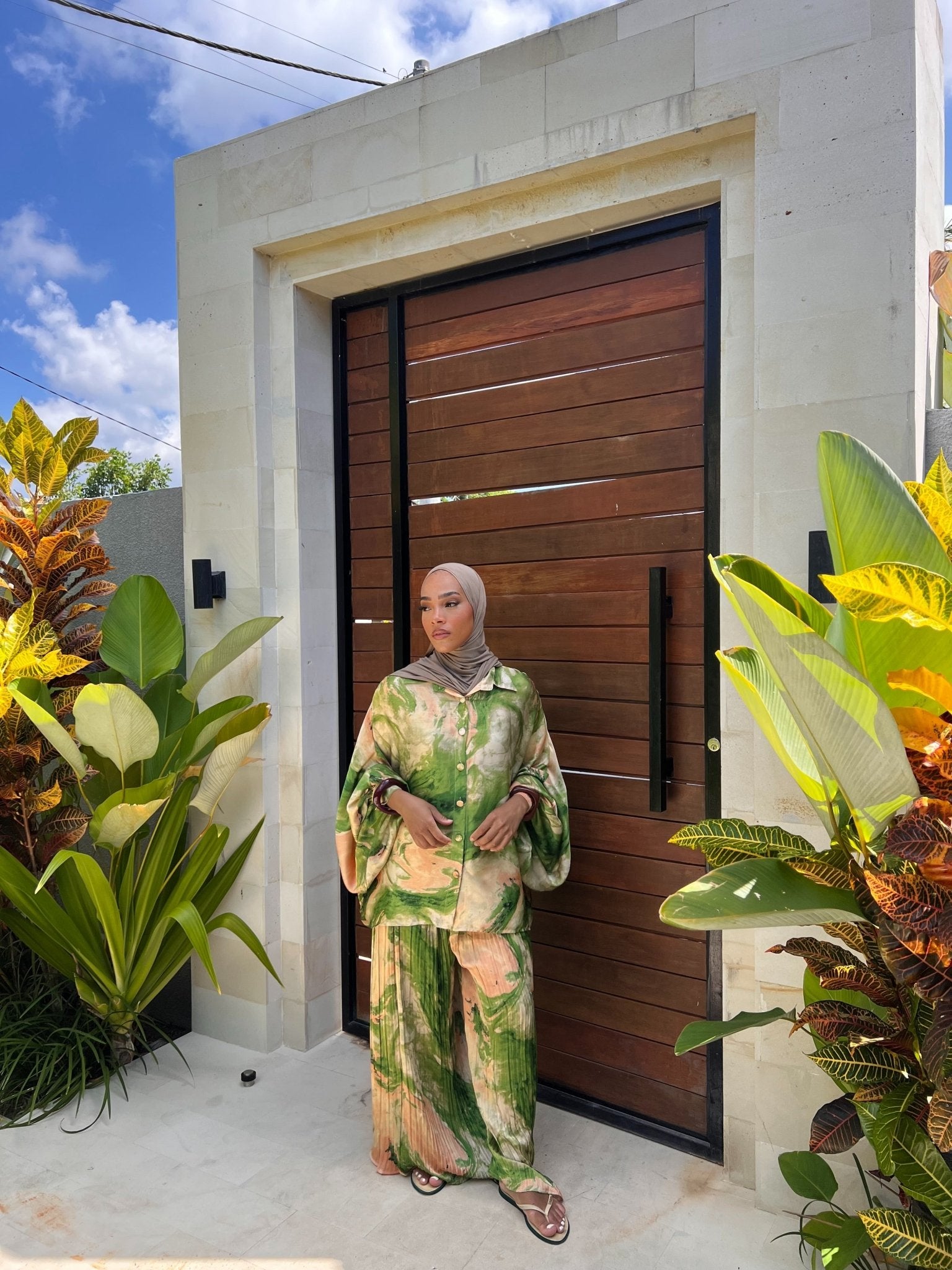 Ensemble Pantalon Romy - Vert-Orange - TAHIRA