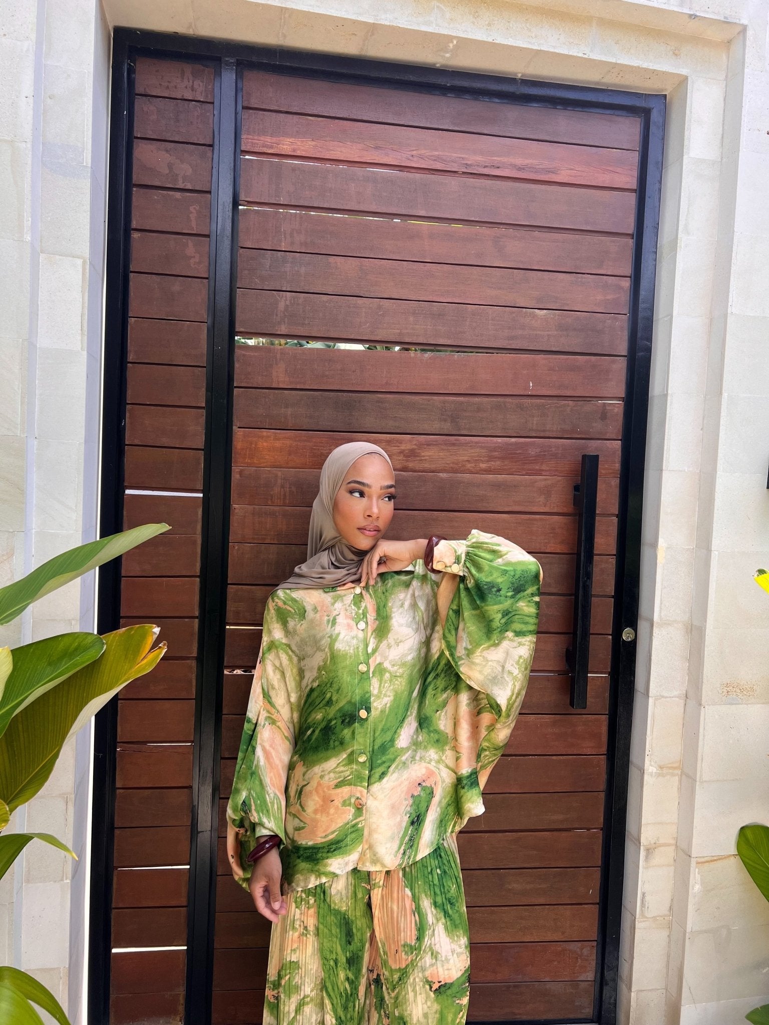 Ensemble Pantalon Romy - Vert-Orange - TAHIRA
