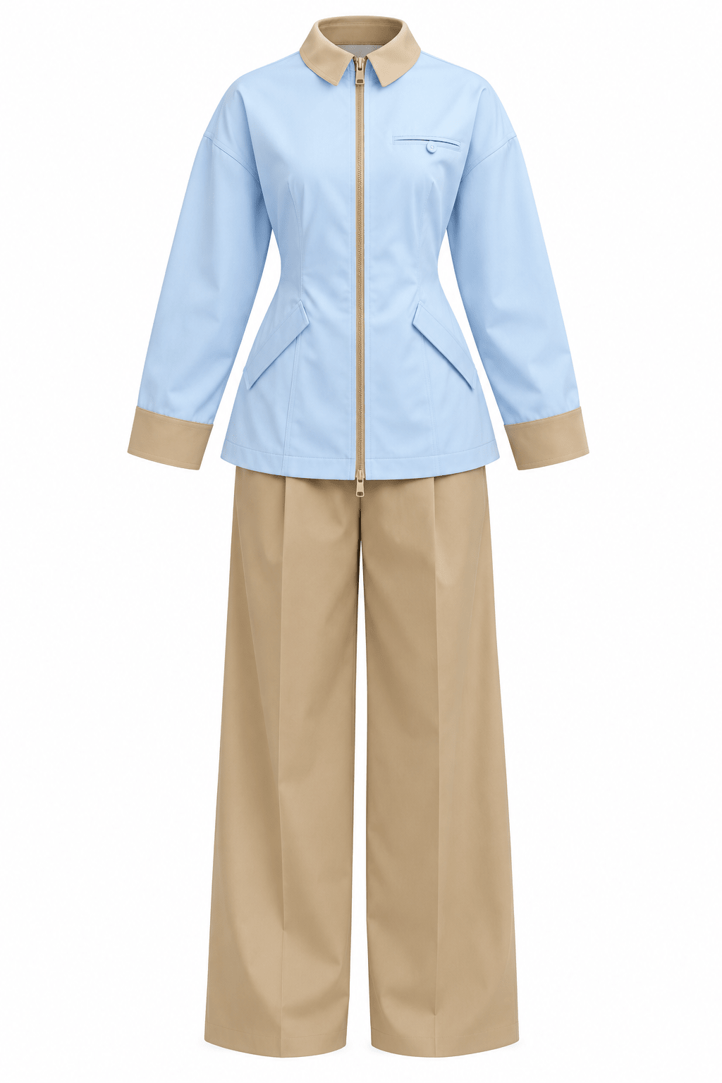 Ensemble Rania - Bleu Ciel-Camel - TAHIRA