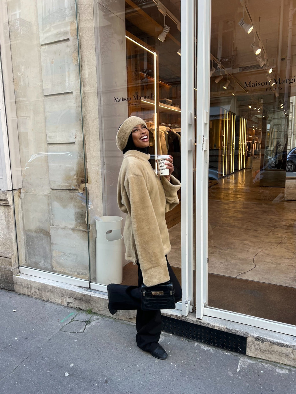 Ensemble Teddy Beige ( Fourrure et Pull ) - TAHIRA