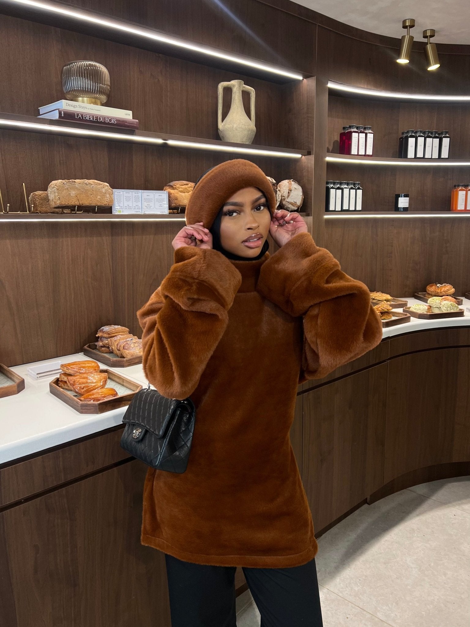 Ensemble Teddy Marron ( Fourrure et Pull ) - TAHIRA