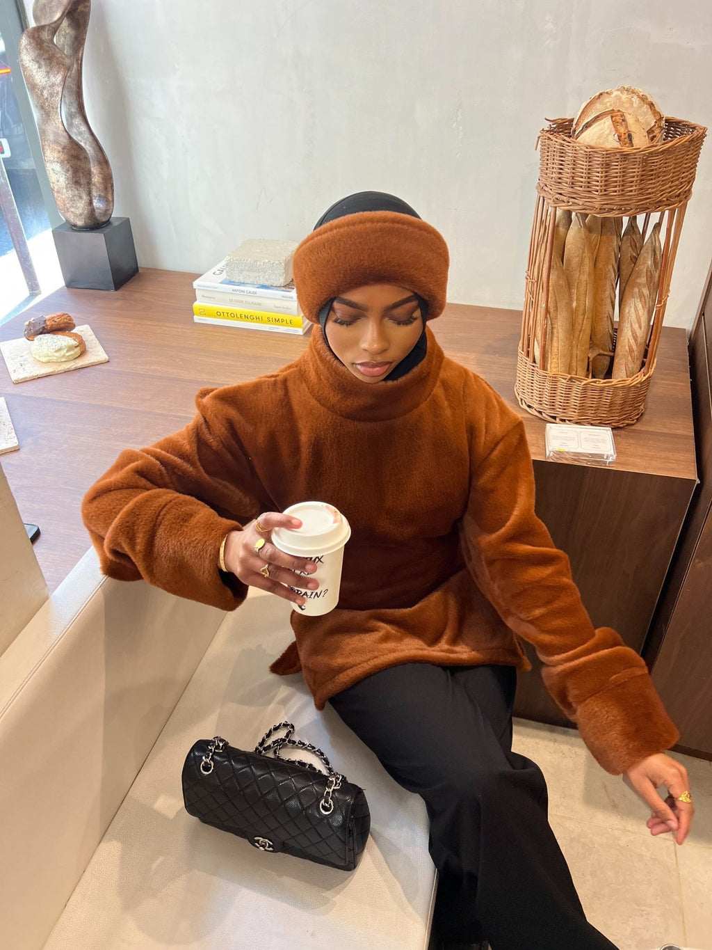 Ensemble Teddy Marron ( Fourrure et Pull ) - TAHIRA