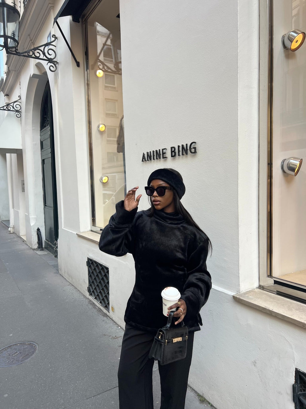 Ensemble Teddy Noir ( Fourrure et Pull ) - TAHIRA