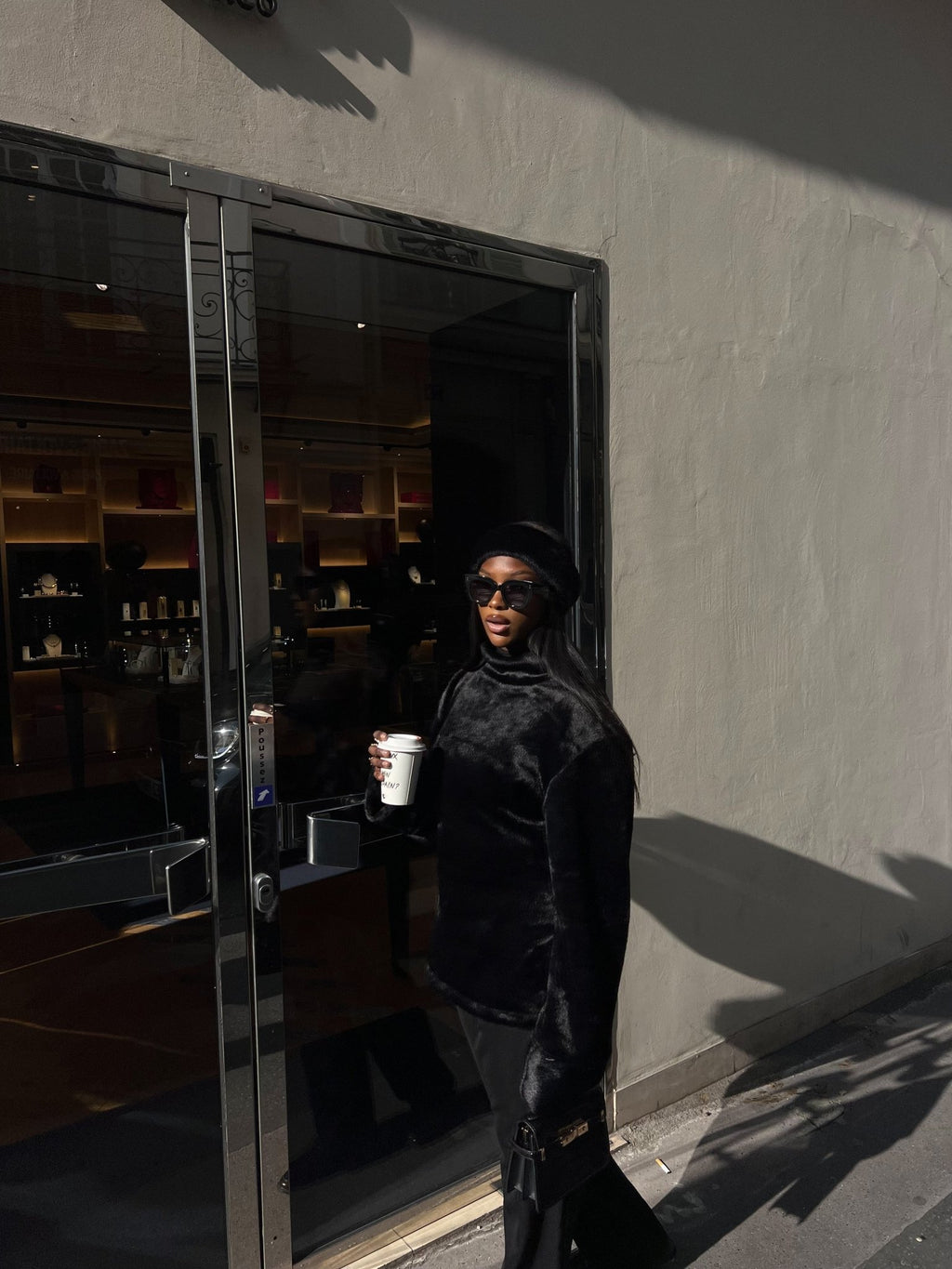 Ensemble Teddy Noir ( Fourrure et Pull ) - TAHIRA