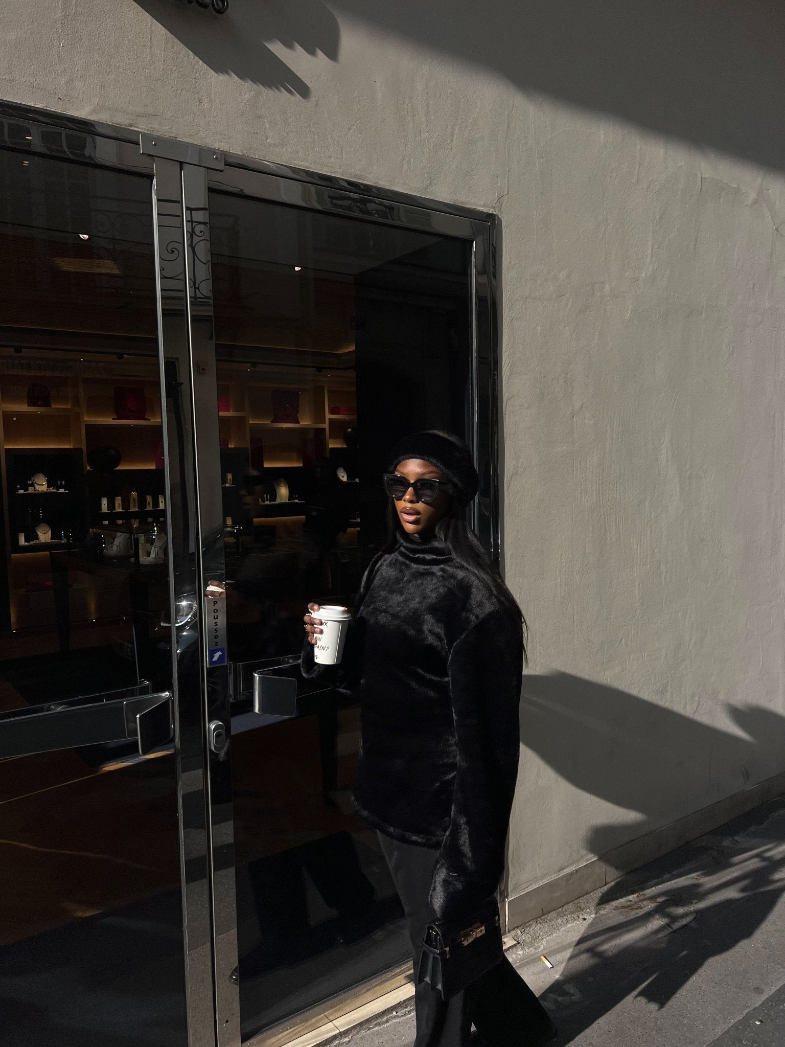 Ensemble Teddy Noir ( Fourrure et Pull ) - TAHIRA