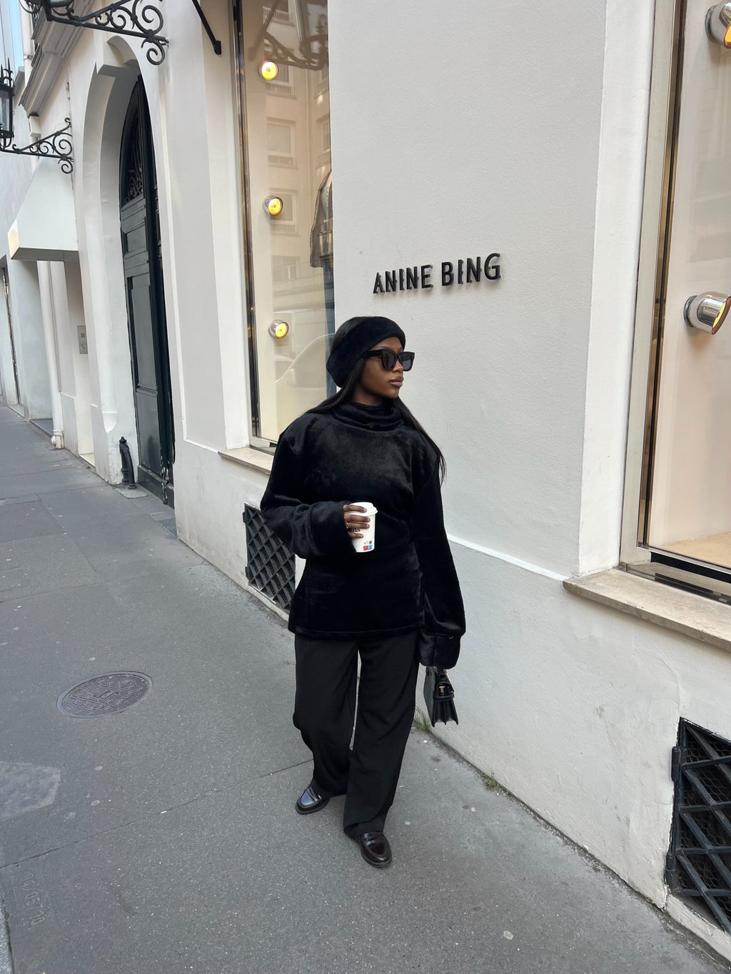 Ensemble Teddy Noir ( Fourrure et Pull ) - TAHIRA