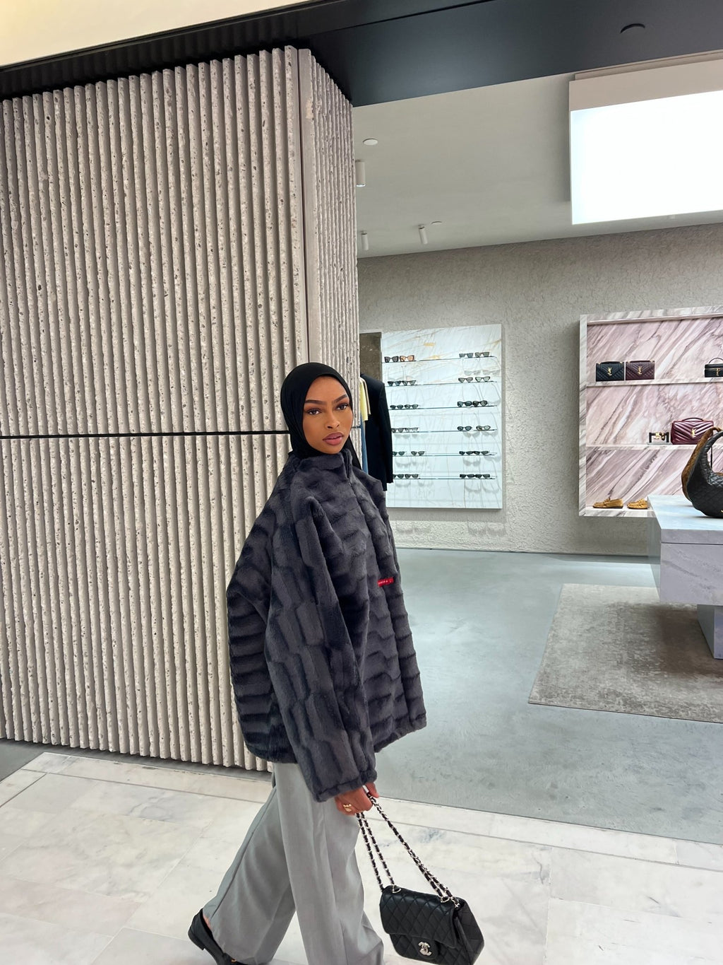 Fourrure à Enfiler Anastasia Gris Anthracite - TAHIRA