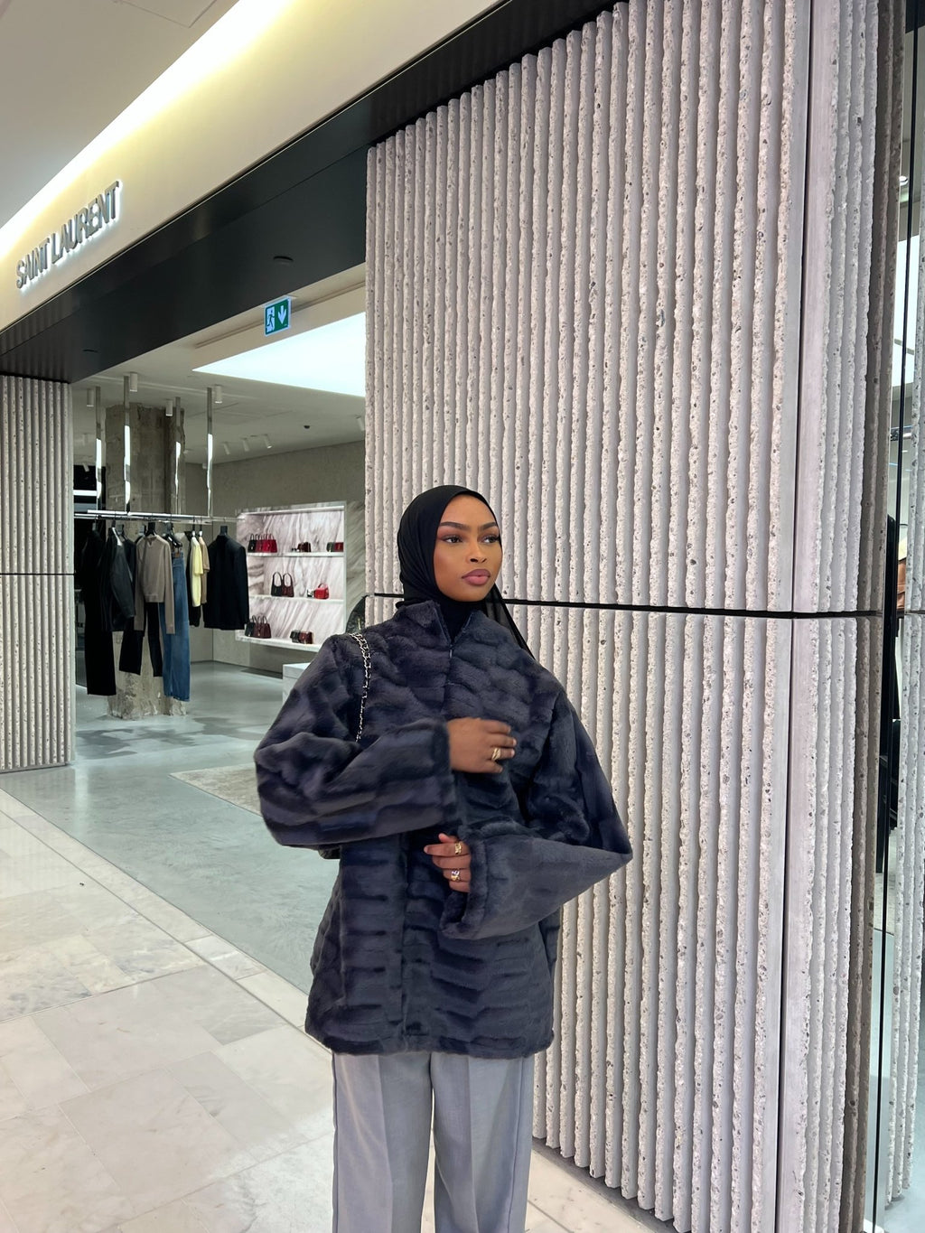 Fourrure à Enfiler Anastasia Gris Anthracite - TAHIRA