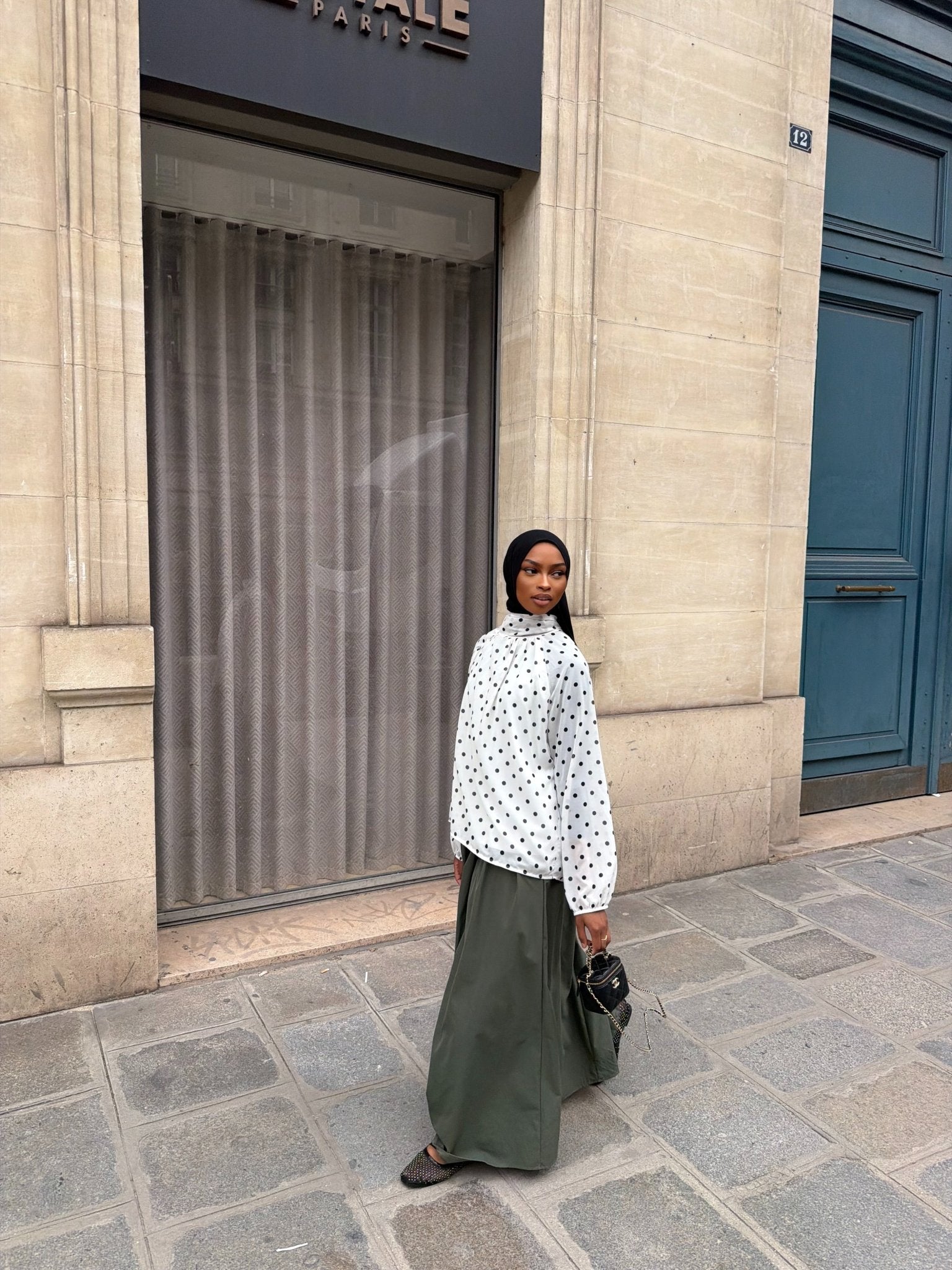 Haut Colette Blanc (Pois Noirs) - TAHIRA