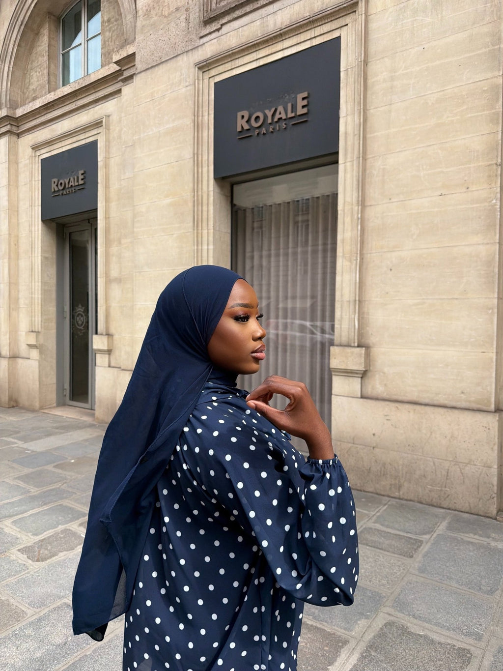 Haut Colette Bleu Nuit (Pois Blancs) - TAHIRA