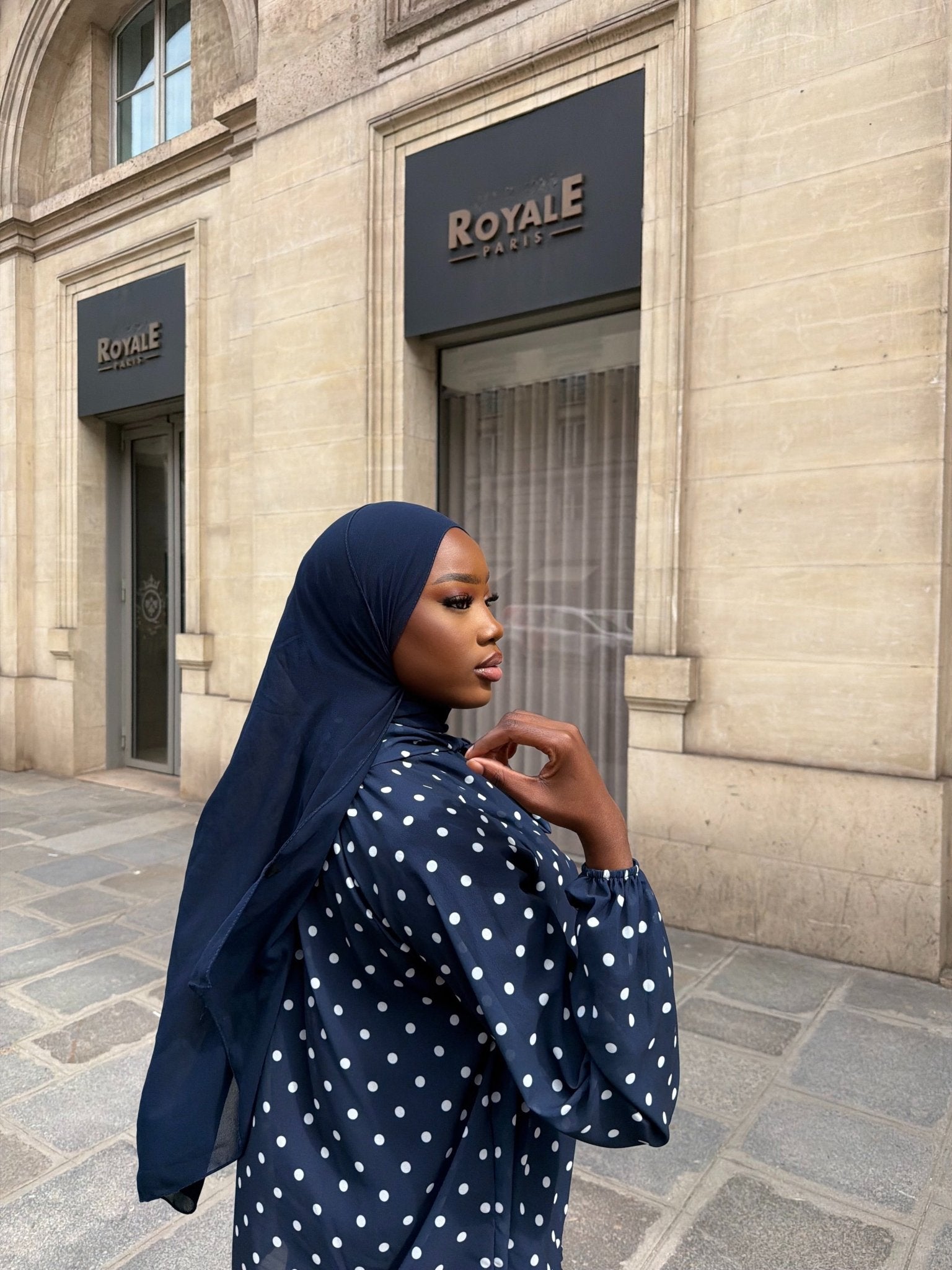 Haut Colette Bleu Nuit (Pois Blancs) - TAHIRA