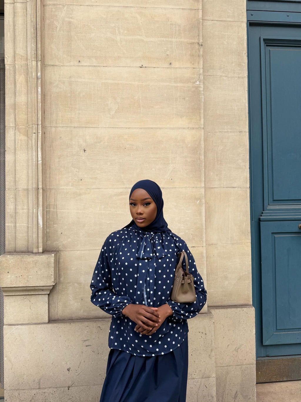 Haut Colette Bleu Nuit (Pois Blancs) - TAHIRA