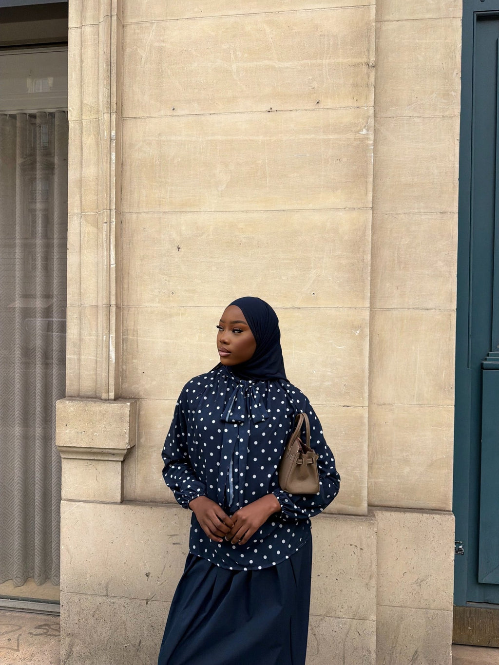 Haut Colette Bleu Nuit (Pois Blancs) - TAHIRA