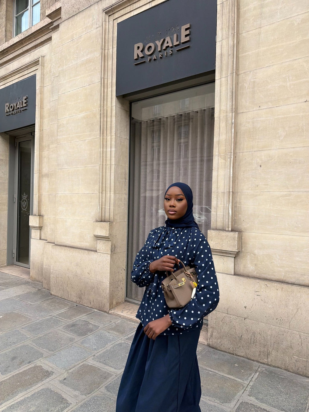 Haut Colette Bleu Nuit (Pois Blancs) - TAHIRA