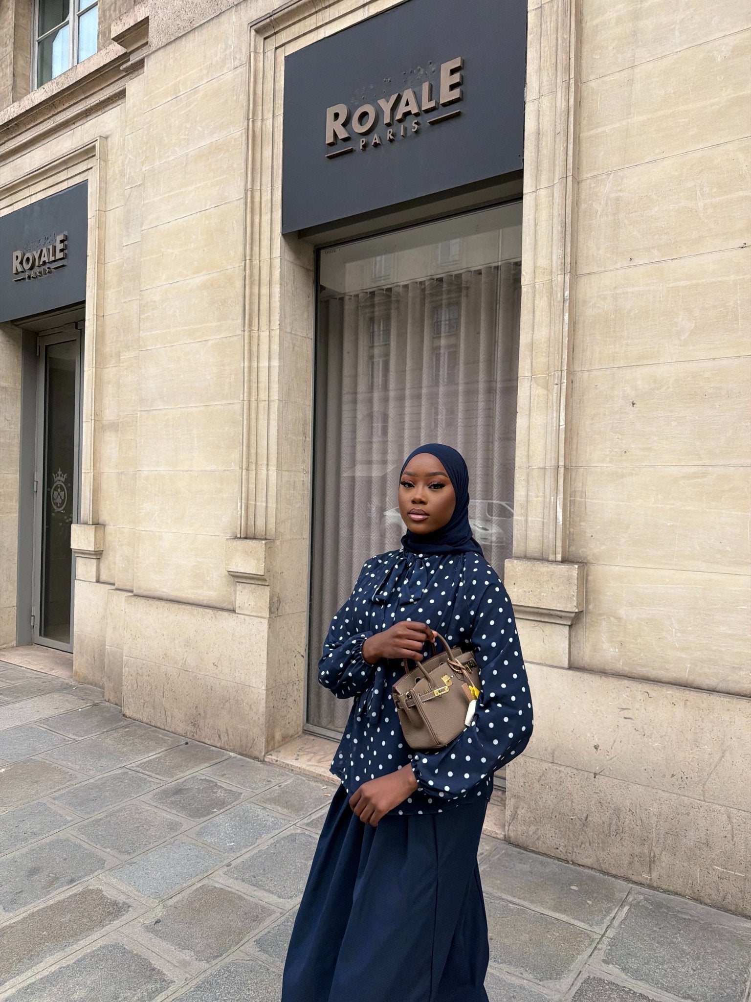 Haut Colette Bleu Nuit (Pois Blancs) - TAHIRA