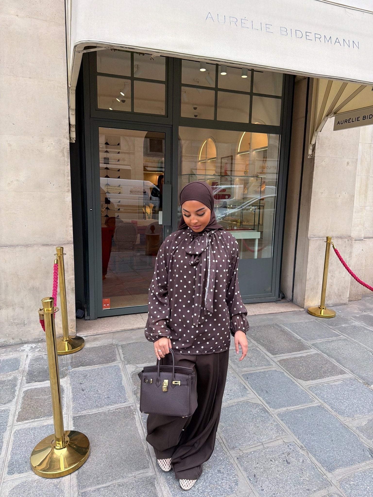Haut Colette Marron (Pois Blancs) - TAHIRA