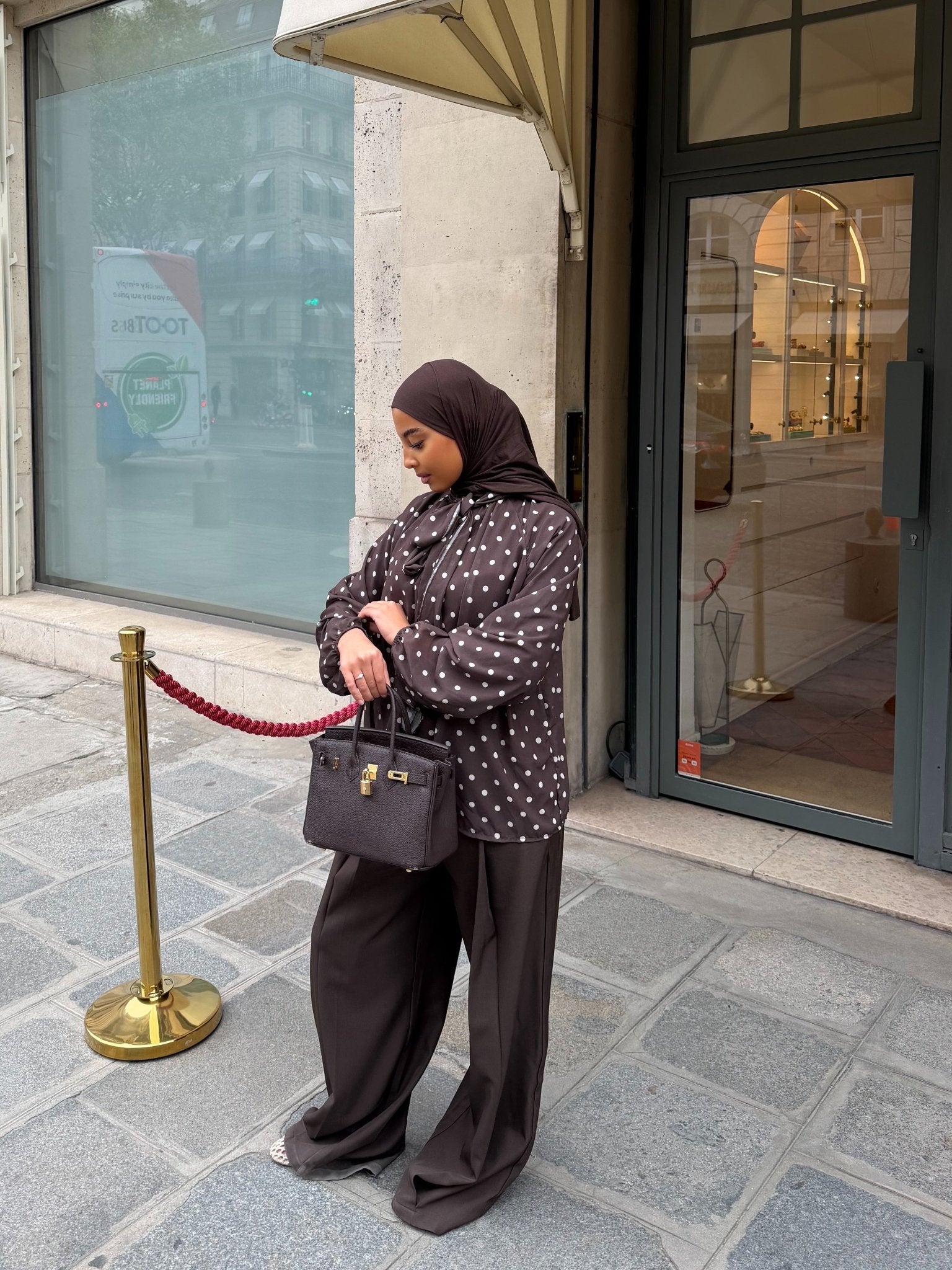 Haut Colette Marron (Pois Blancs) - TAHIRA