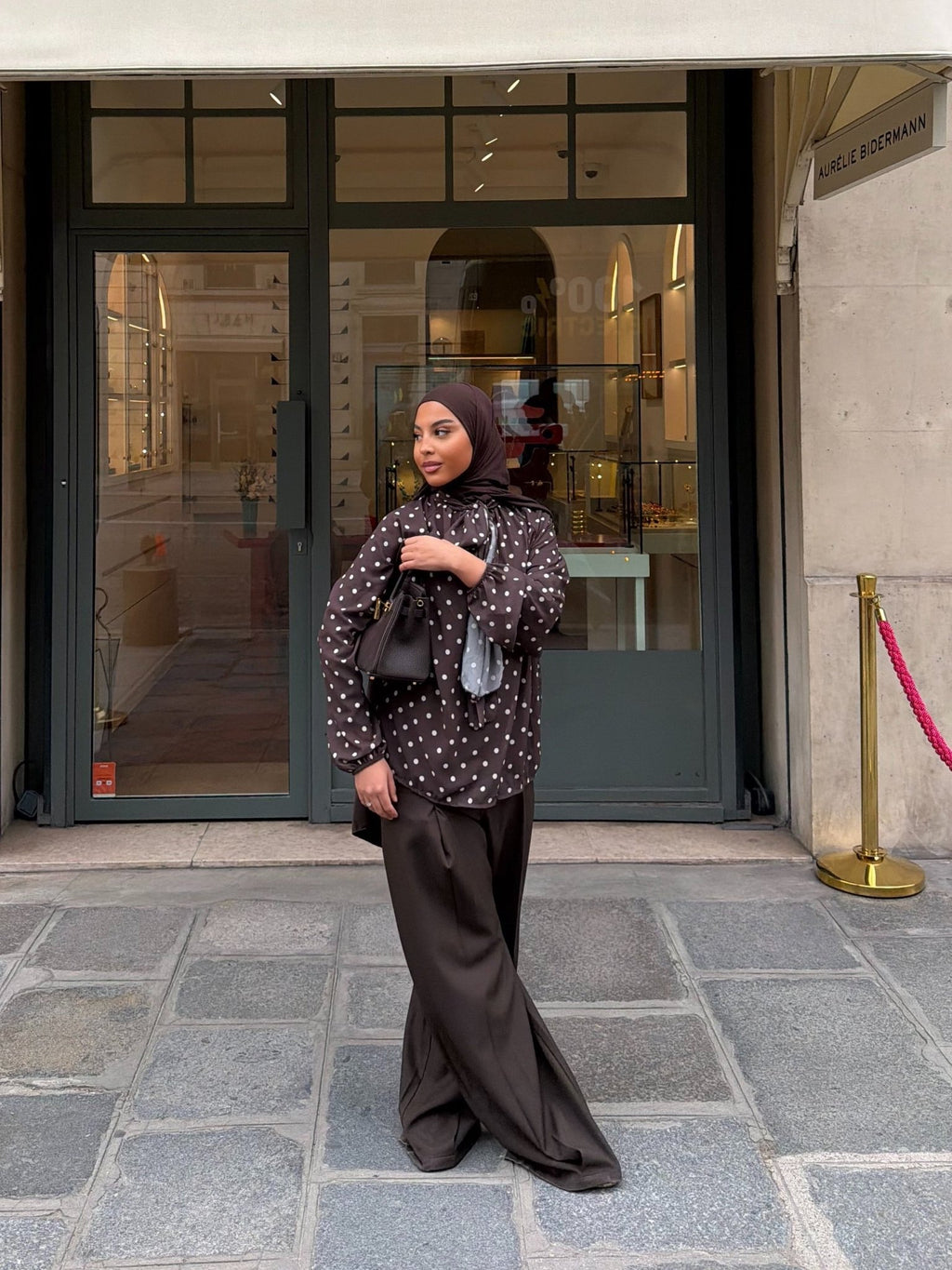 Haut Colette Marron (Pois Blancs) - TAHIRA
