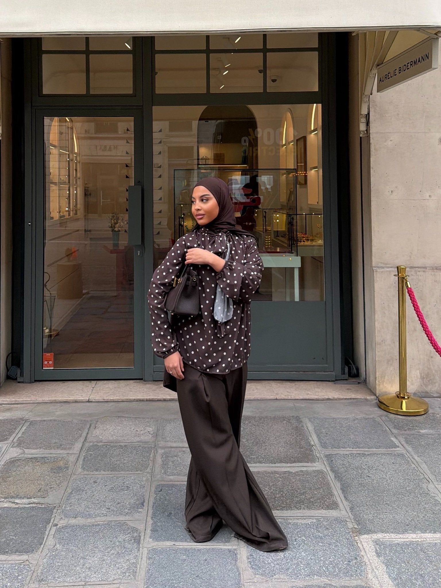 Haut Colette Marron (Pois Blancs) - TAHIRA