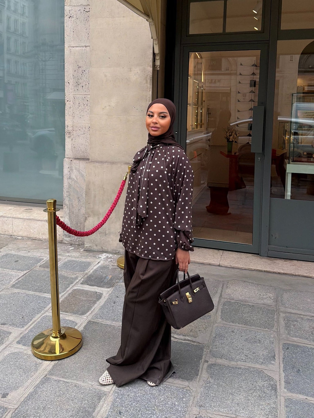 Haut Colette Marron (Pois Blancs) - TAHIRA