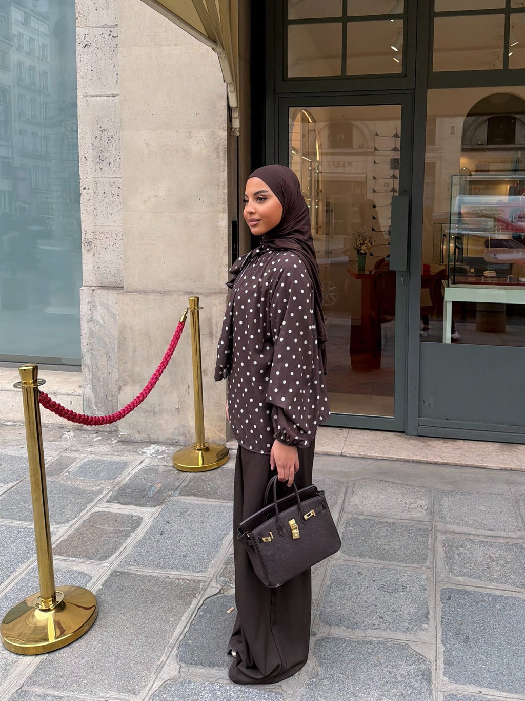 Haut Colette Marron (Pois Blancs) - TAHIRA