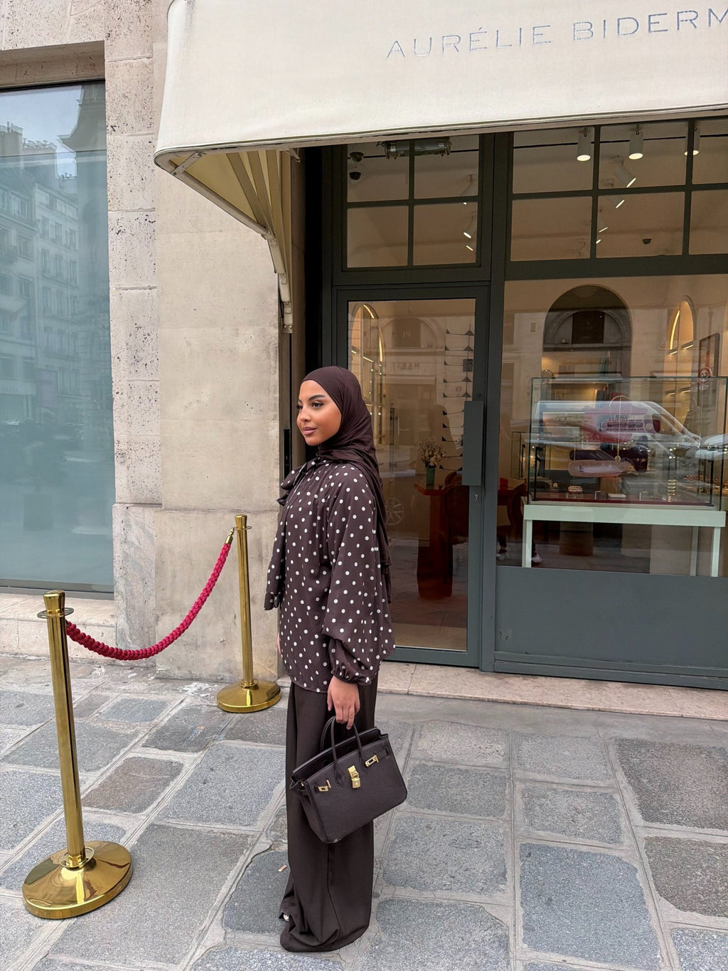 Haut Colette Marron (Pois Blancs) - TAHIRA