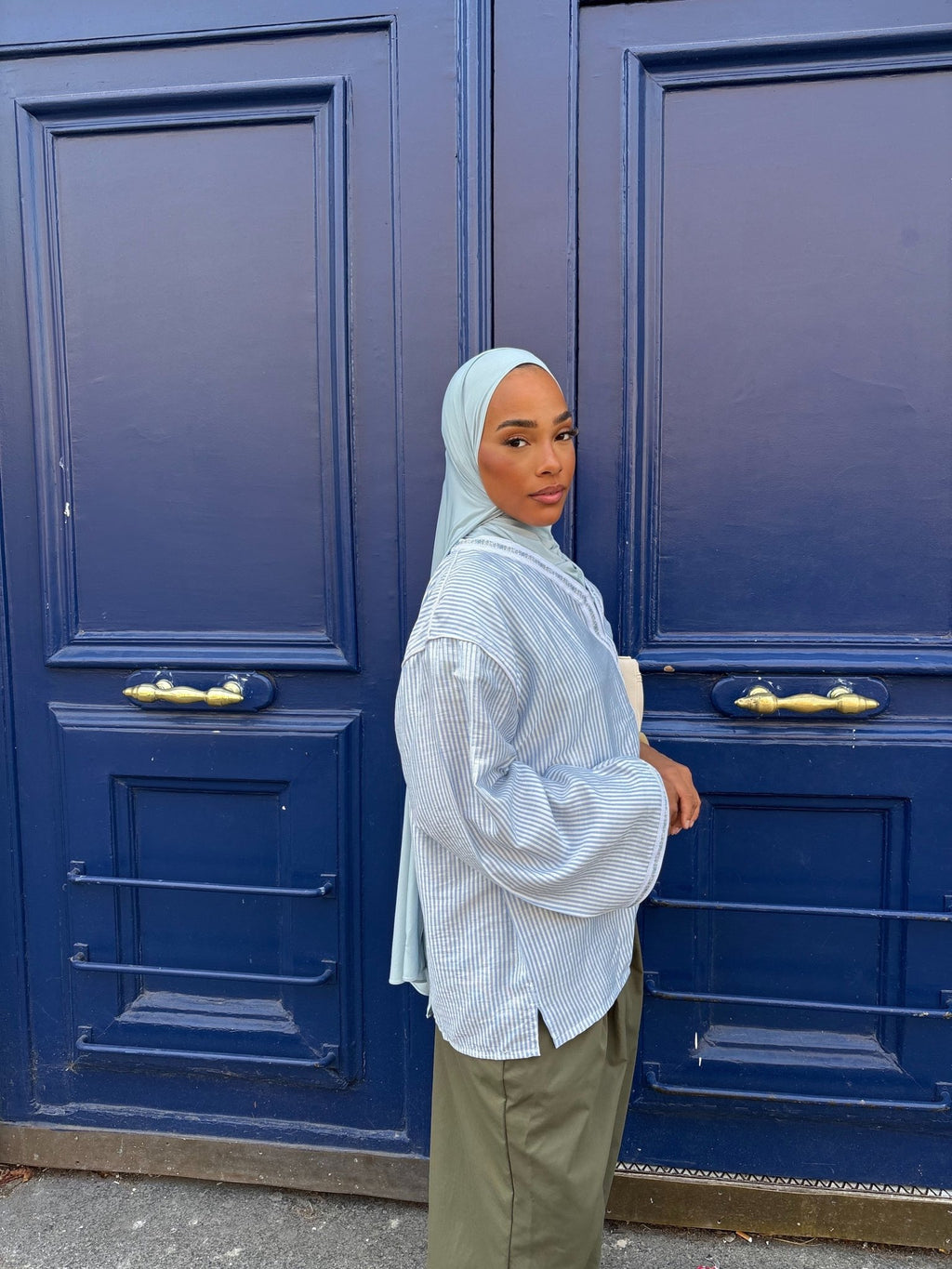 Haut Marrakech Rayé Bleu ciel - TAHIRA