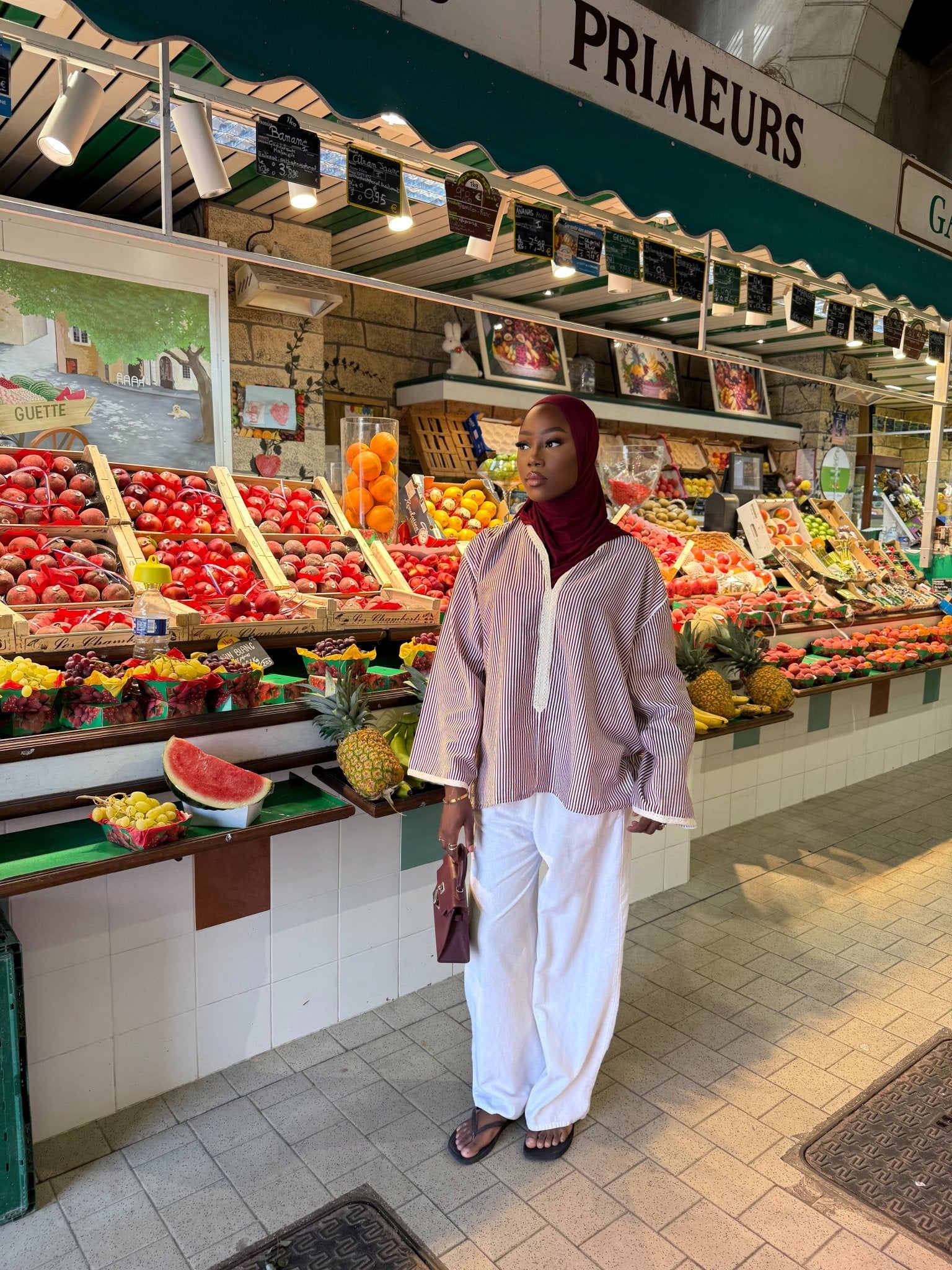 Haut Marrakech Rayé Bordeau - TAHIRA