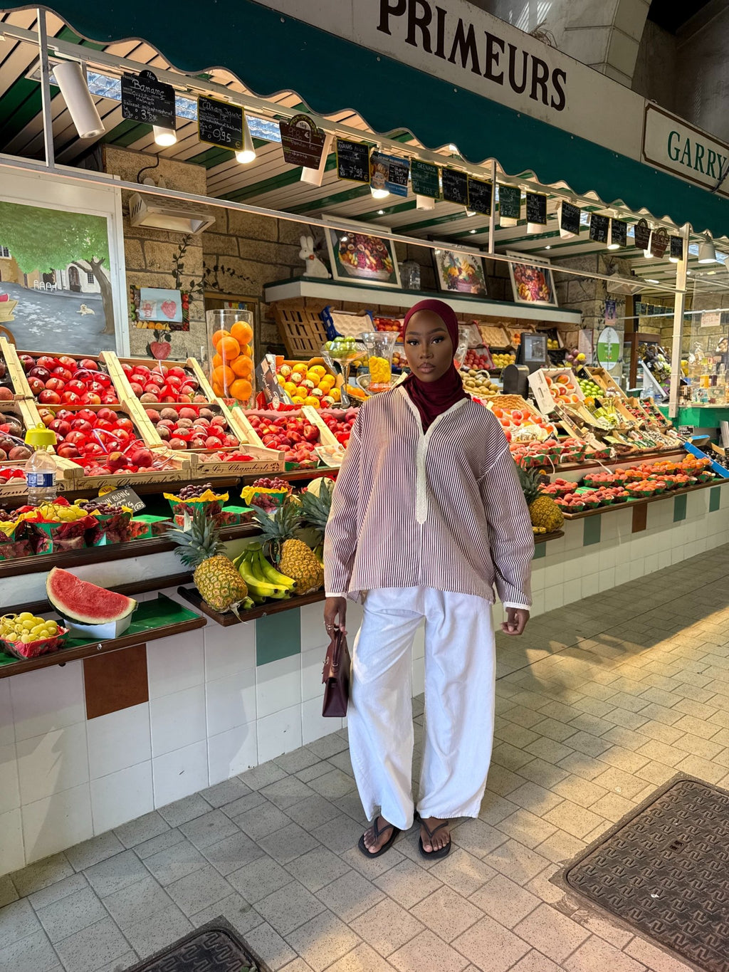 Haut Marrakech Rayé Bordeau - TAHIRA