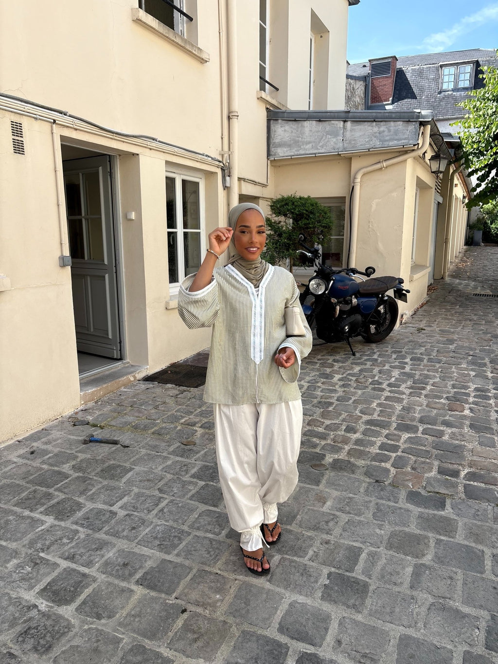 Haut Marrakech Rayé Kaki - TAHIRA