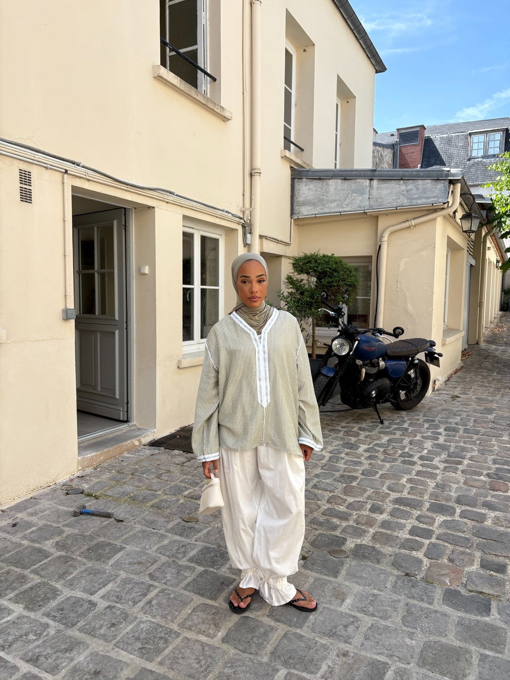 Haut Marrakech Rayé Kaki - TAHIRA