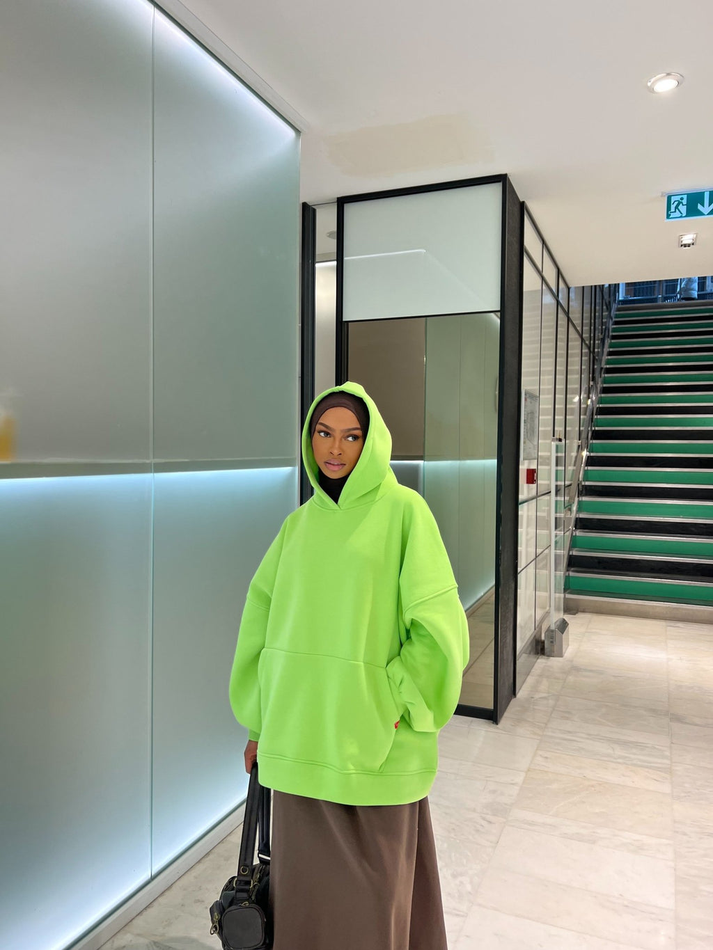 Hoodie Oversize Heavy Vert Fluo - TAHIRA