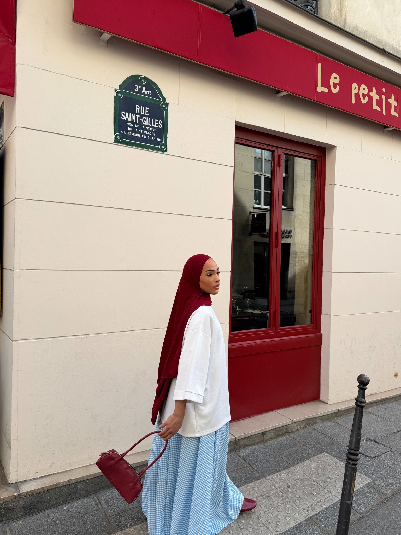 Jupe Madeleine Bleu ciel - Blanc (Carreaux) - TAHIRA