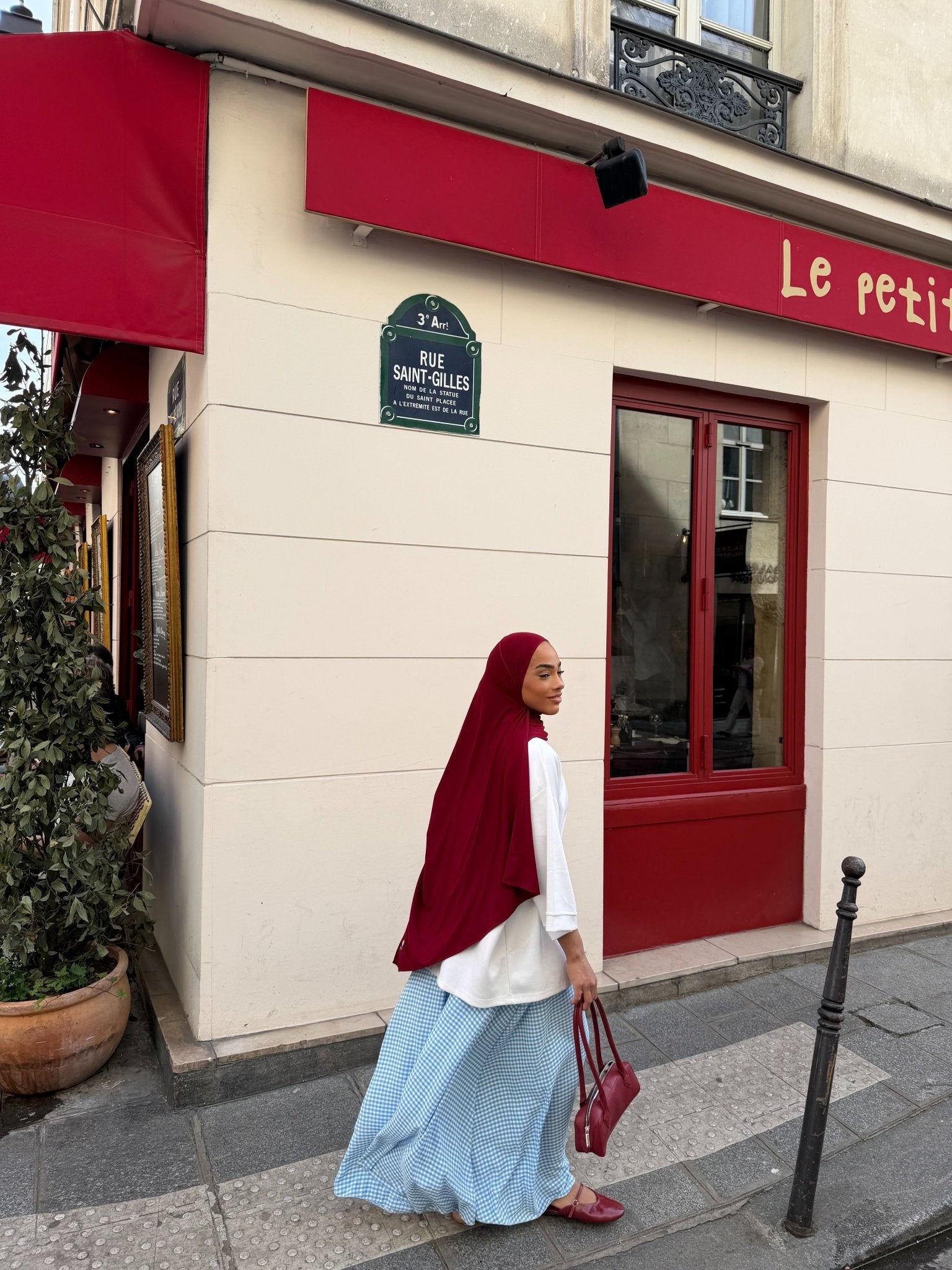Jupe Madeleine Bleu ciel - Blanc (Carreaux) - TAHIRA