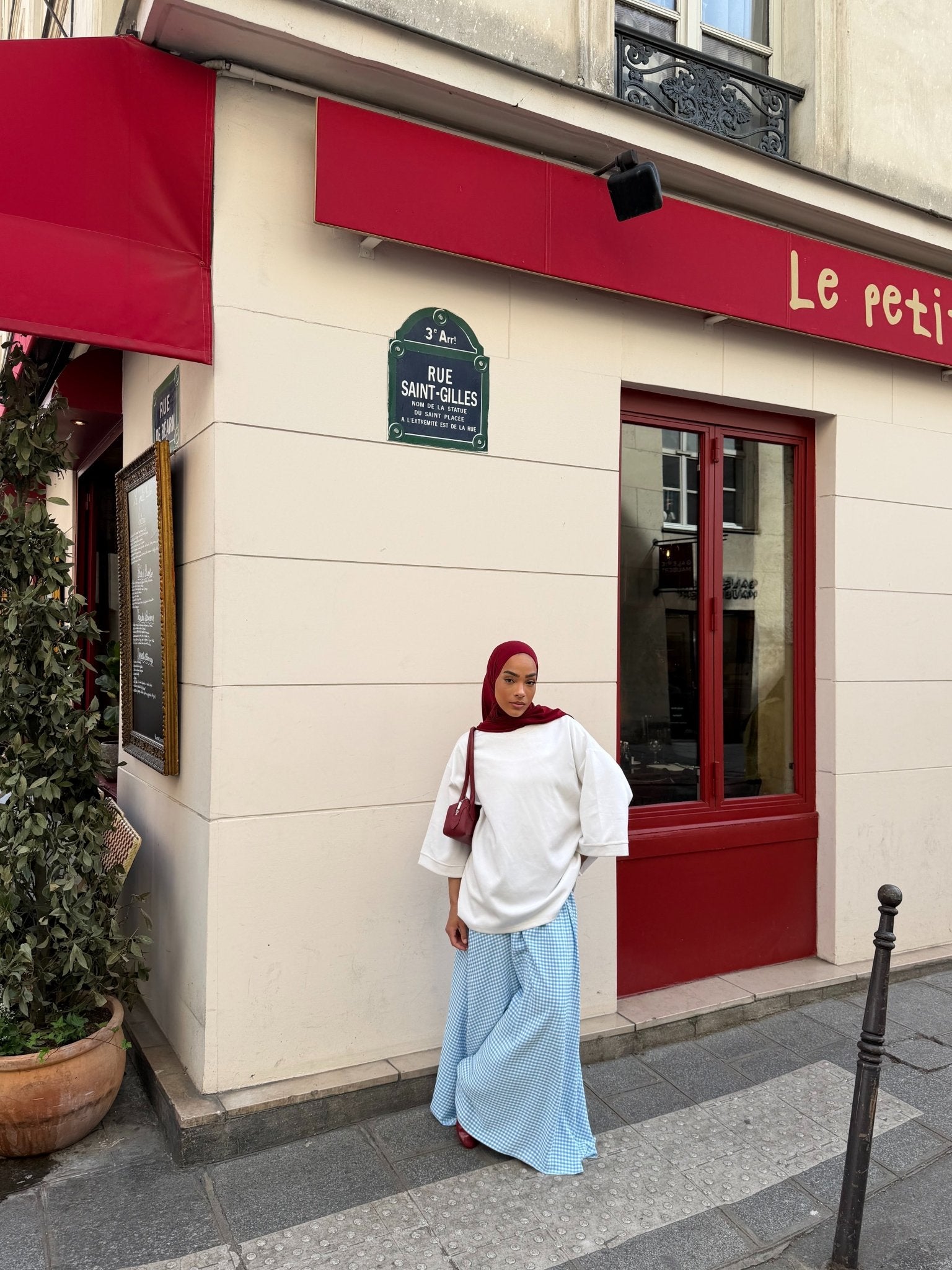 Jupe Madeleine Bleu ciel - Blanc (Carreaux) - TAHIRA