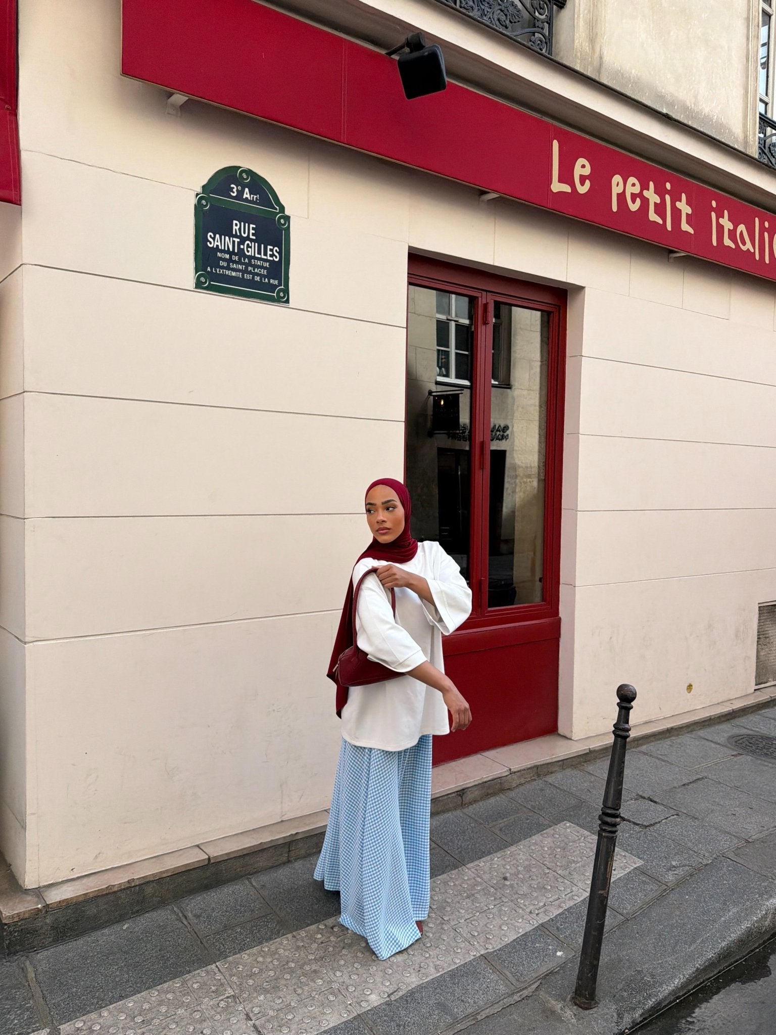Jupe Madeleine Bleu ciel - Blanc (Carreaux) - TAHIRA